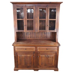 Used Pine Stepback Country Farmhouse Cupboard Hutch Display Cabinet 80"