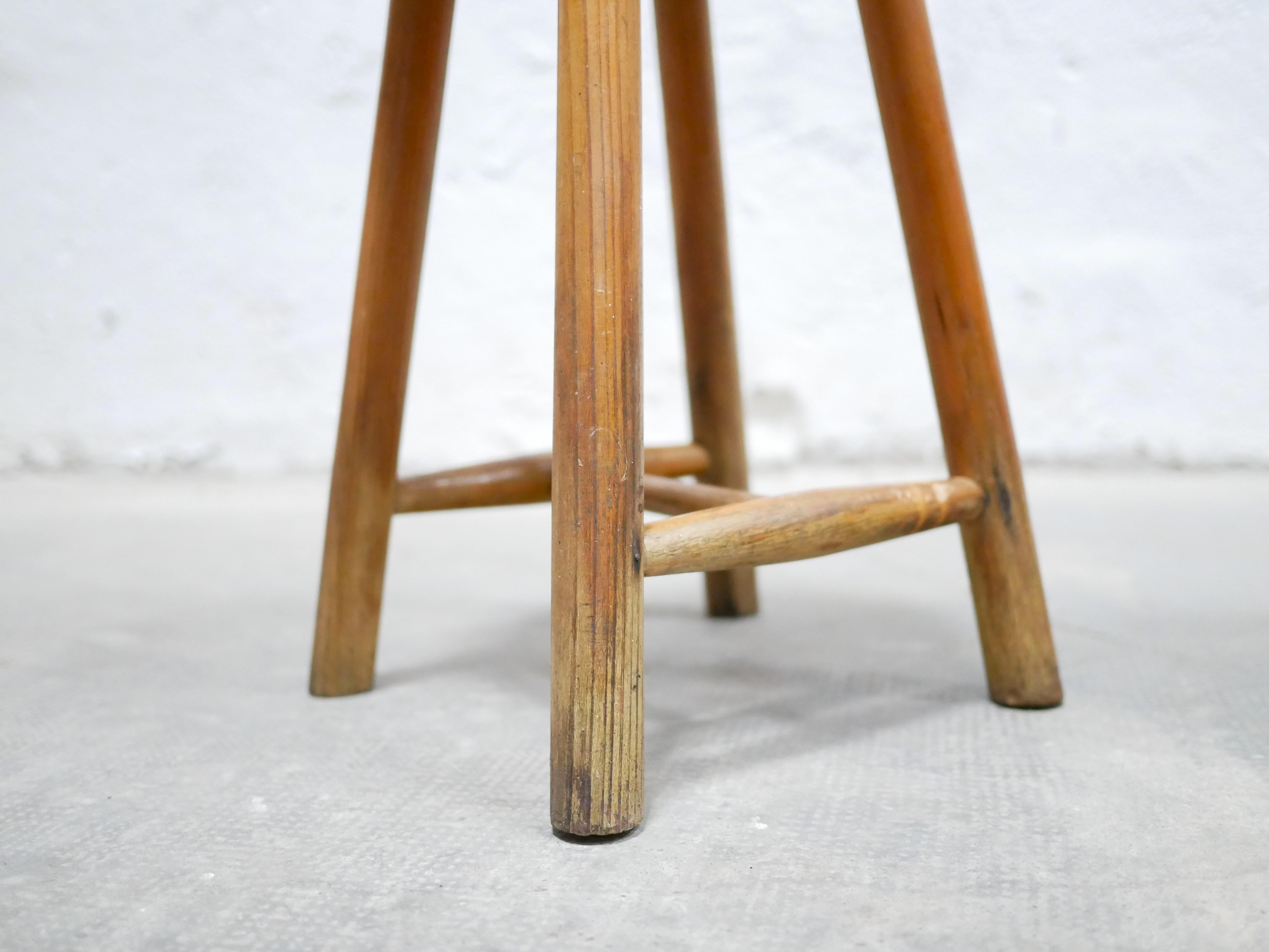 20th Century Vintage Pine Stool For Sale