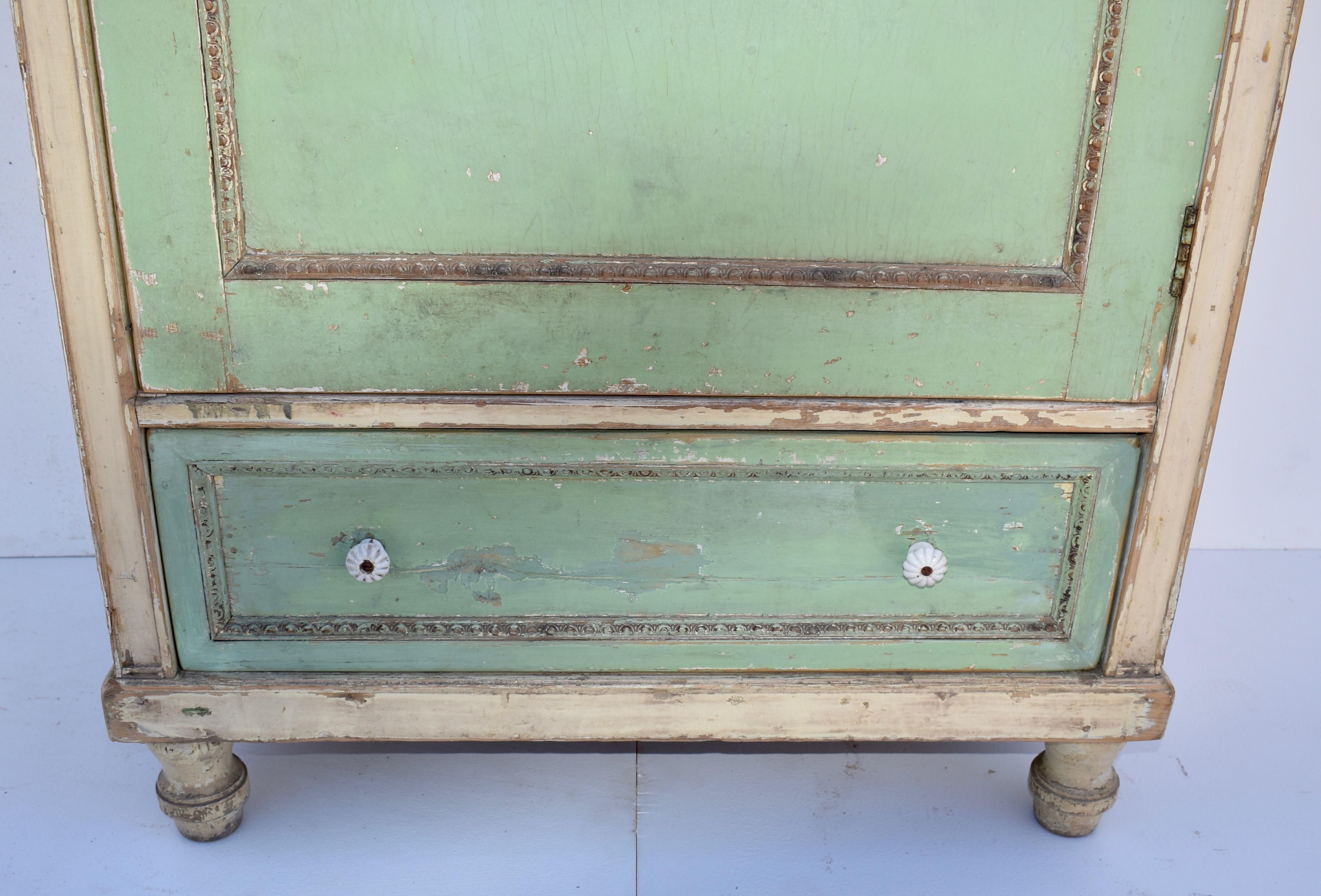 Hand-Painted Vintage Pine Storage Cupboard