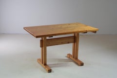 Vintage pine table with extension leaf, France, 1960s