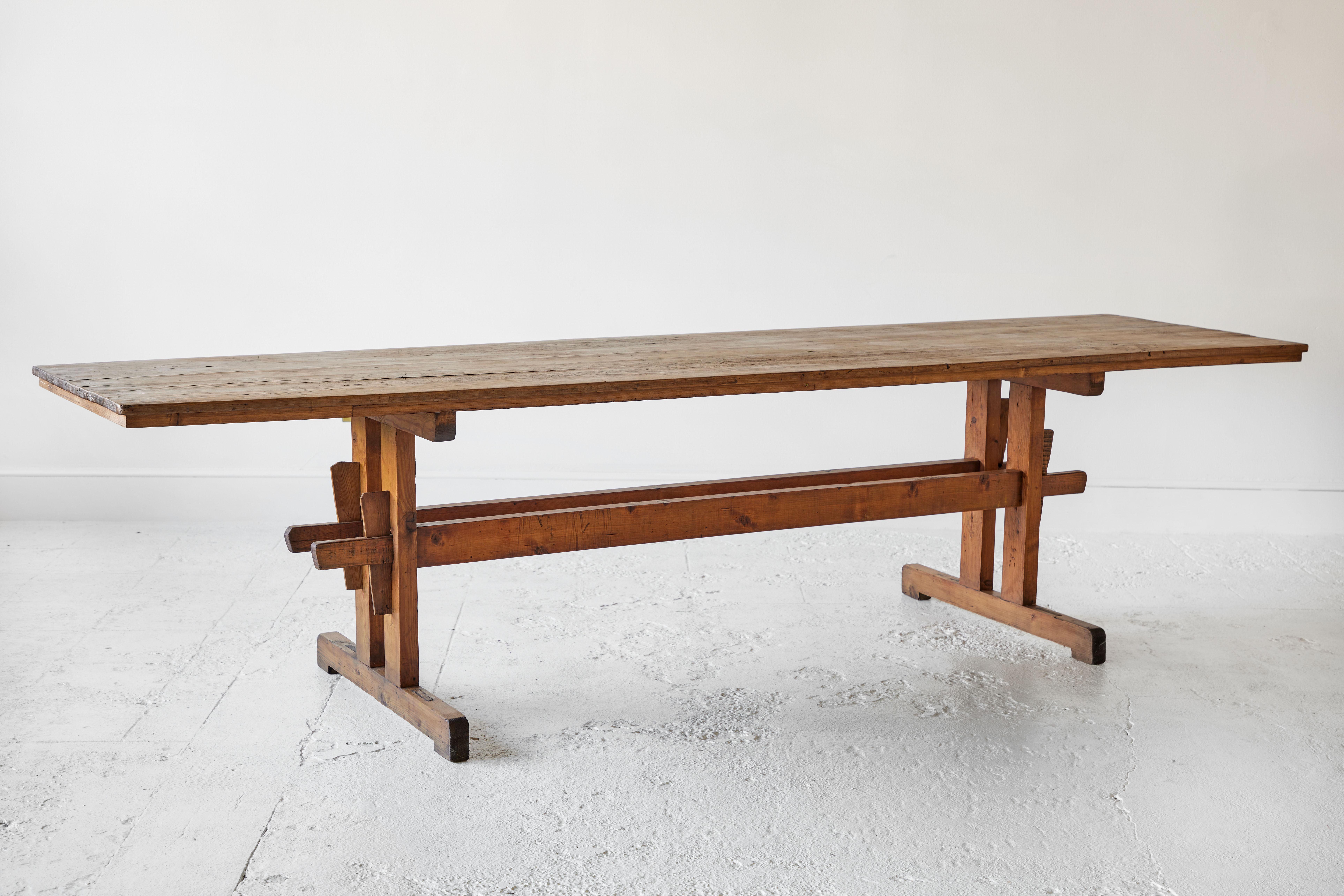 Vintage Pine Trestle Farm Table 2