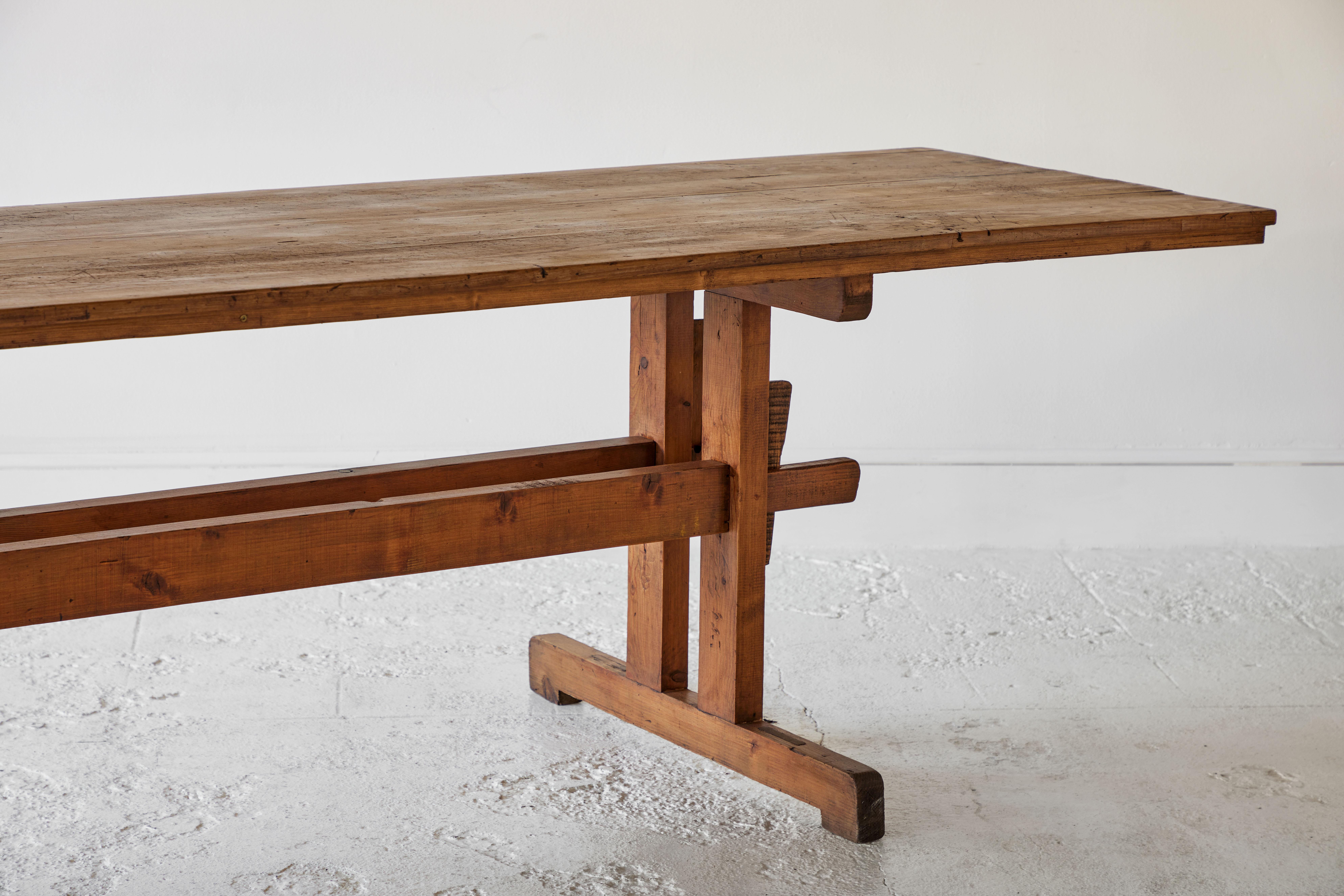 Vintage Pine Trestle Farm Table 4