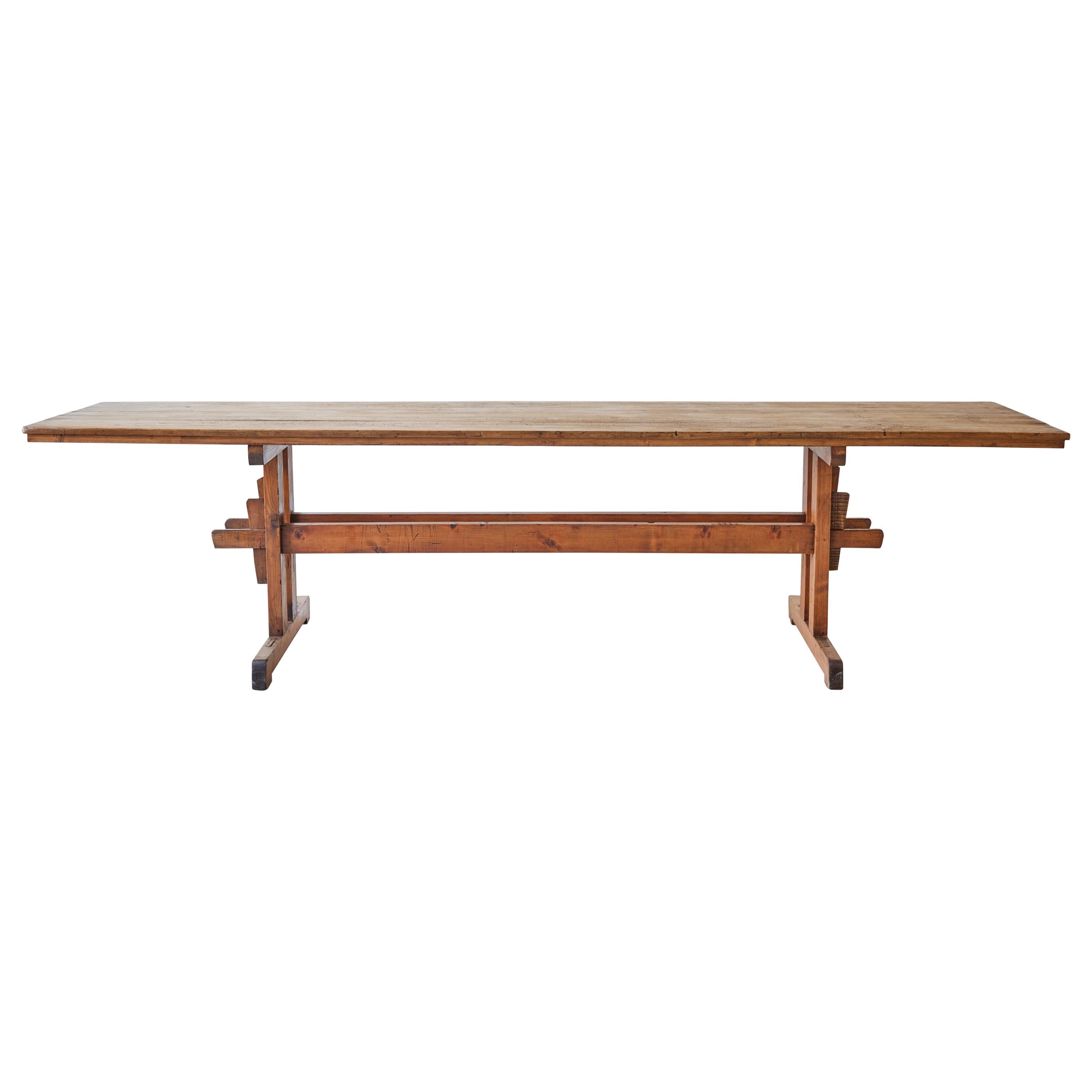 Vintage Pine Trestle Farm Table