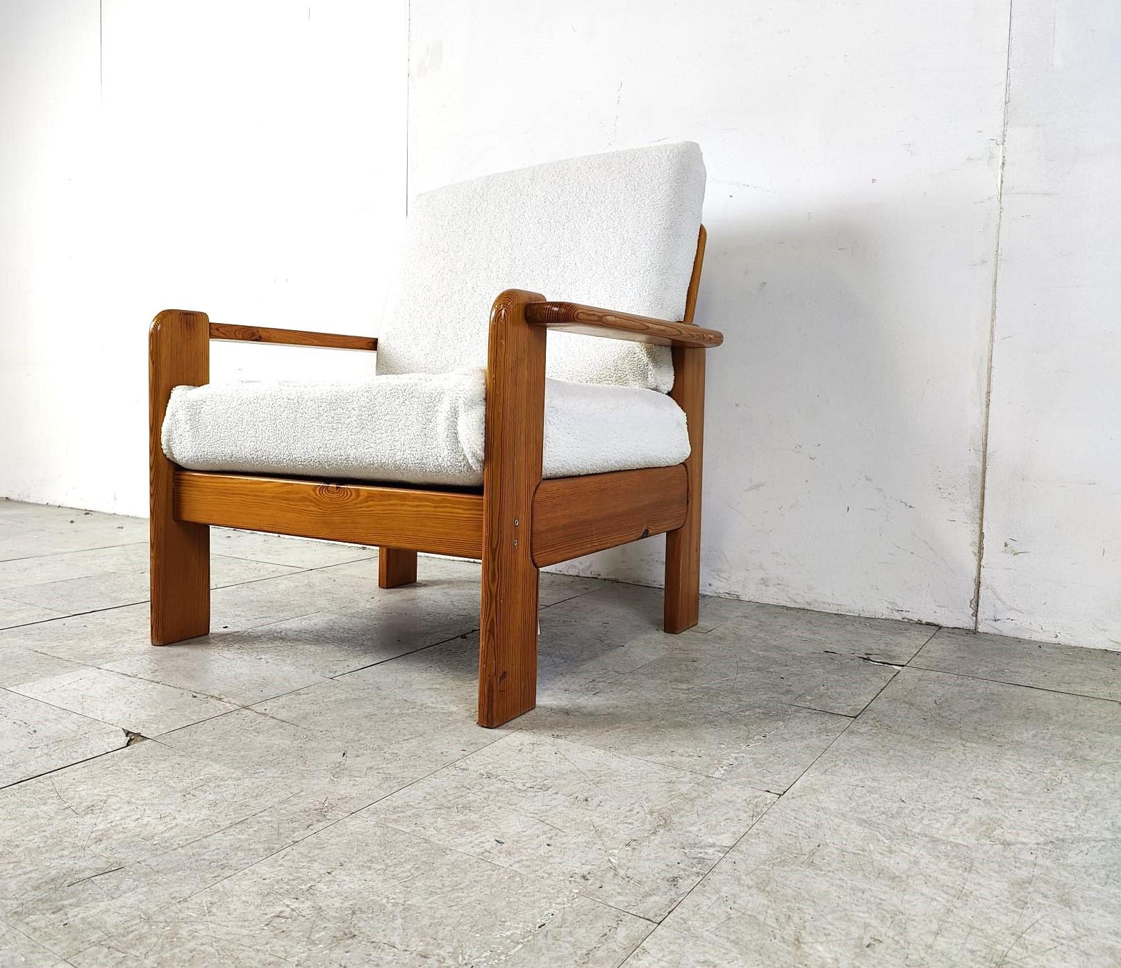 Vintage pine wood armchair, 1960s For Sale 3