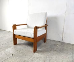 Vintage pine wood armchair, 1960s