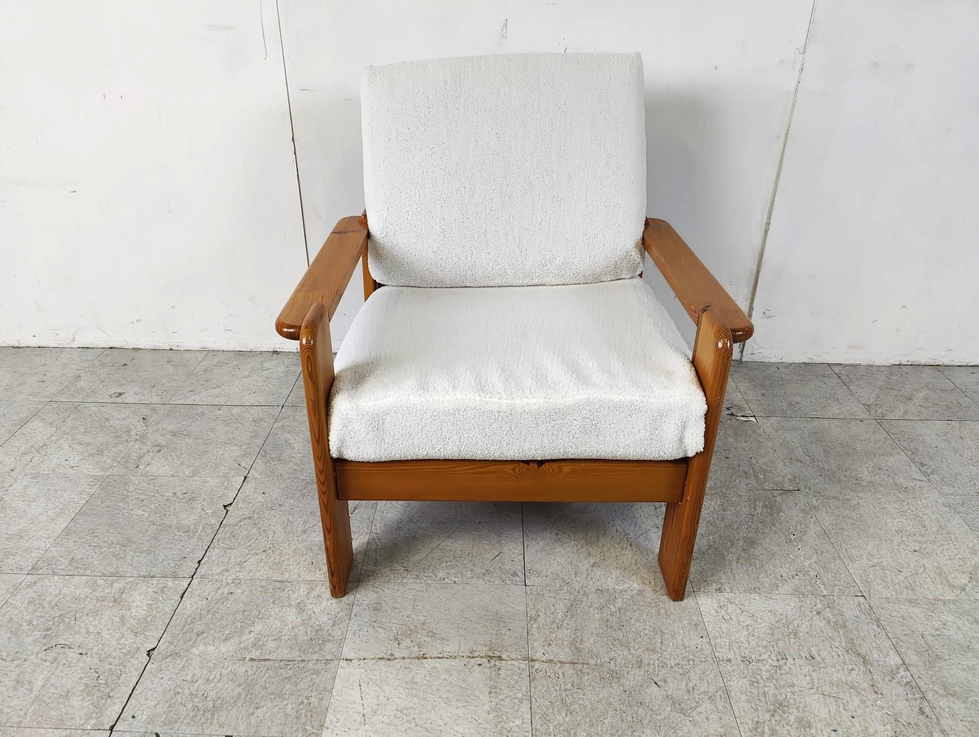 Danish Vintage pine wood armchair, 1960s For Sale