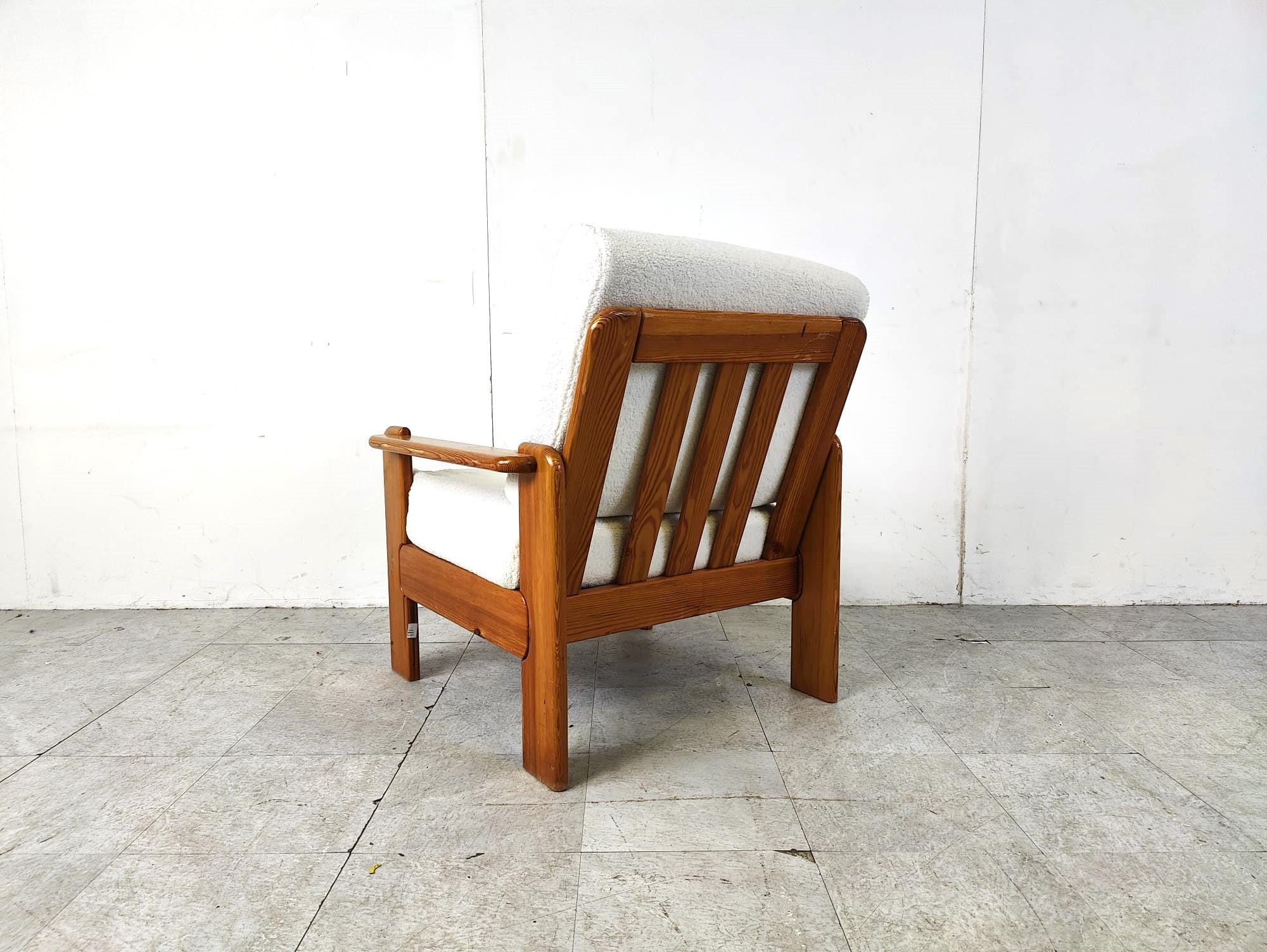 Mid-20th Century Vintage pine wood armchair, 1960s For Sale