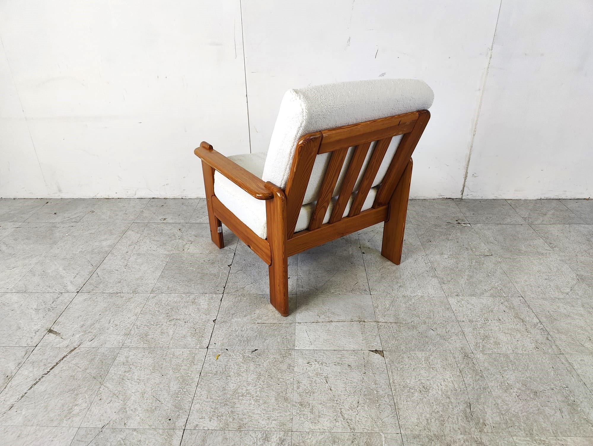 Vintage pine wood armchair, 1960s For Sale 2