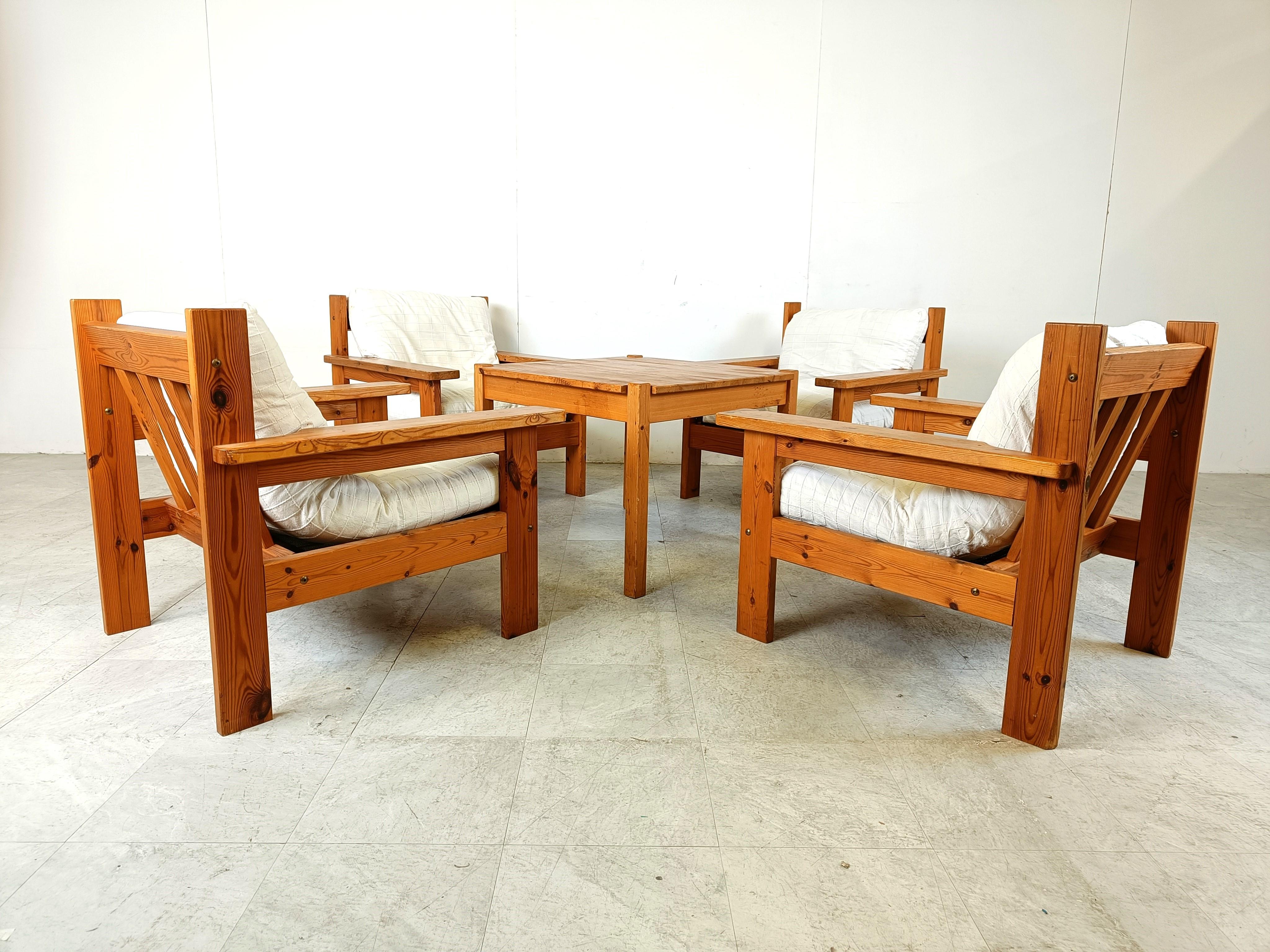 Set di poltrone in legno di pino vintage, anni '80 In condizioni buone in vendita a Leuven, Vlaams Gewest