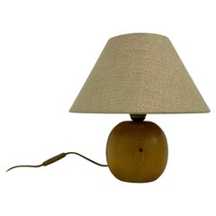 Vintage pine wood ball table lamp , 1970’s