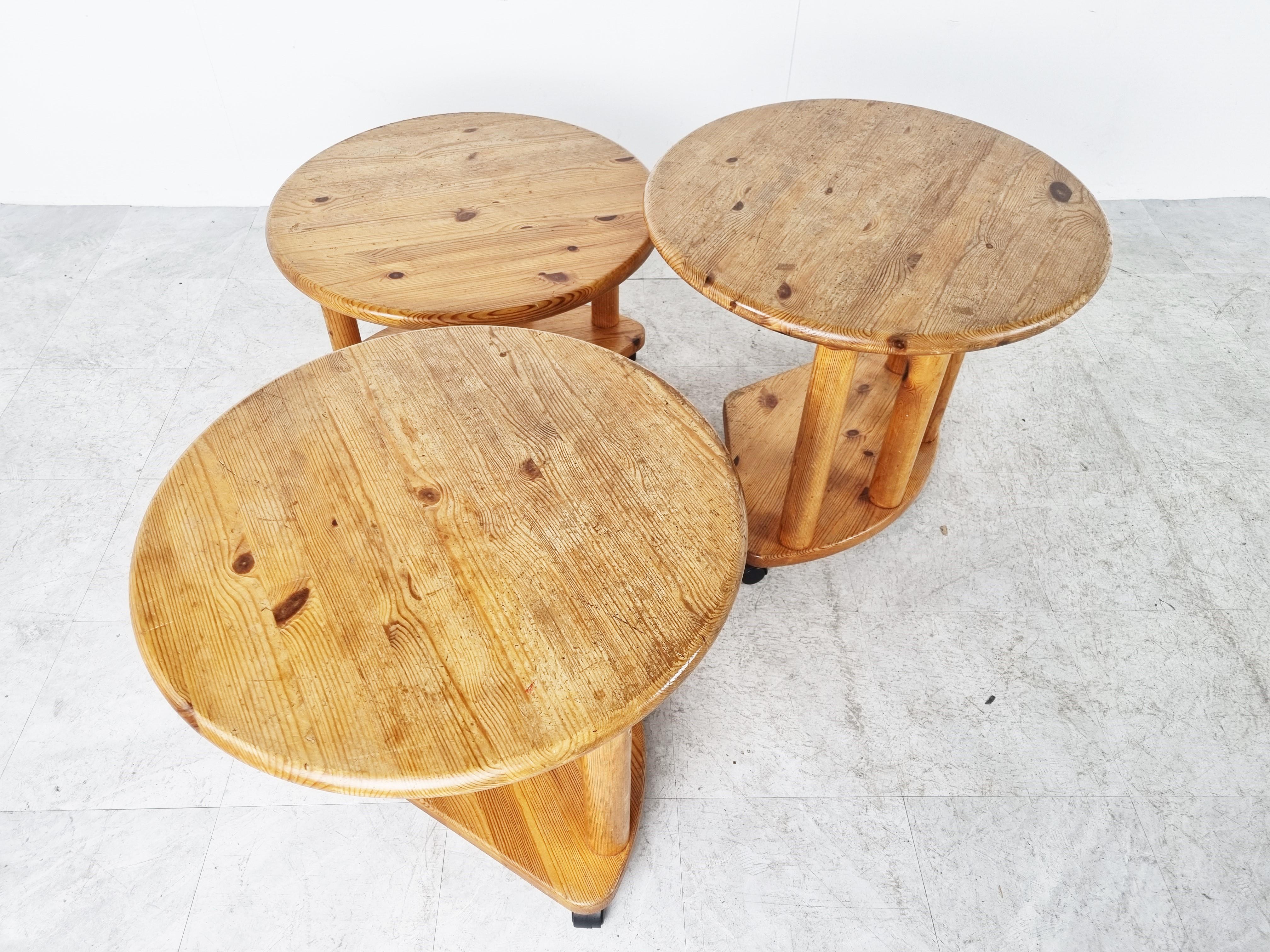 Scandinavian Modern Vintage Pine Wood Coffee Tables, 1970s