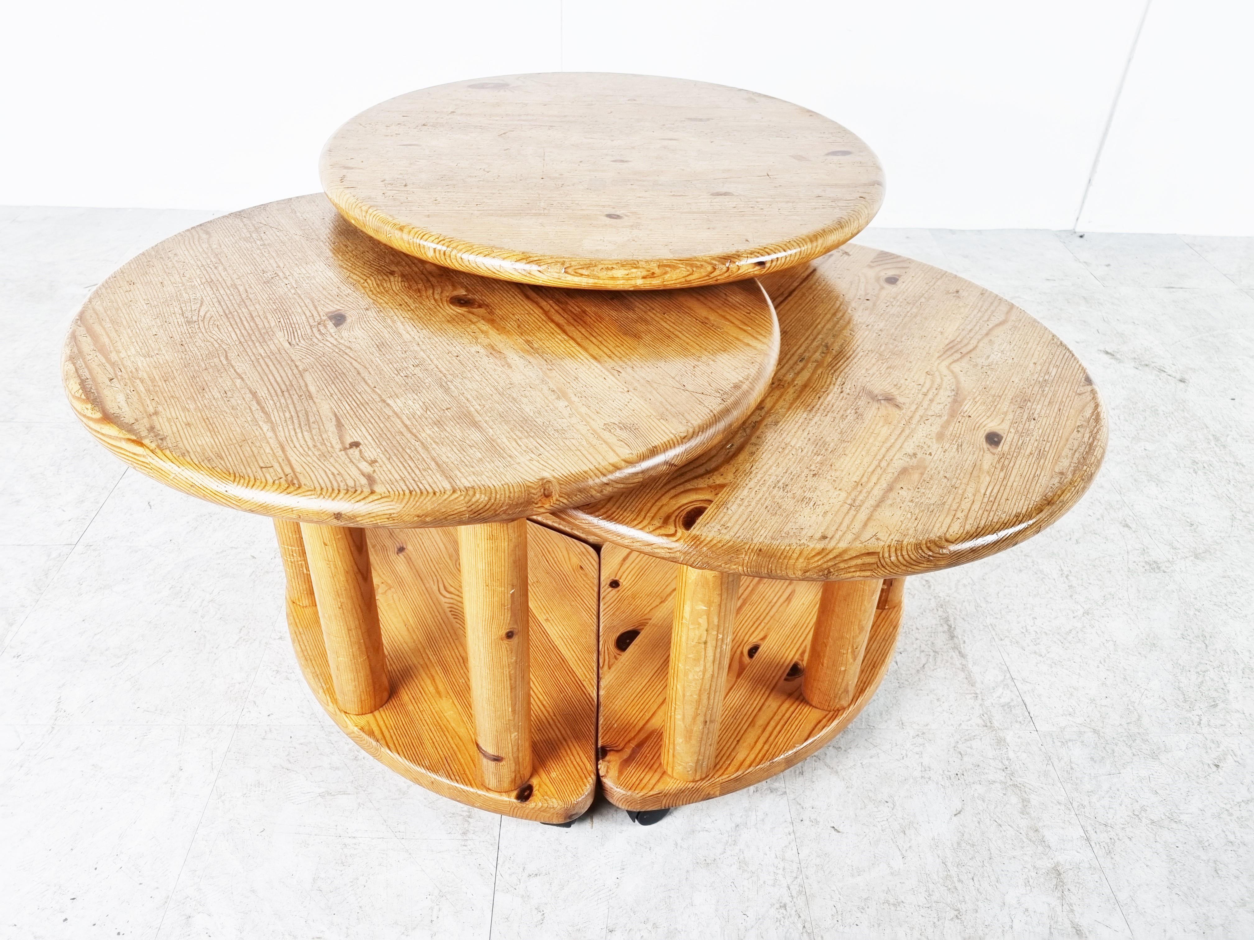 Late 20th Century Vintage Pine Wood Coffee Tables, 1970s