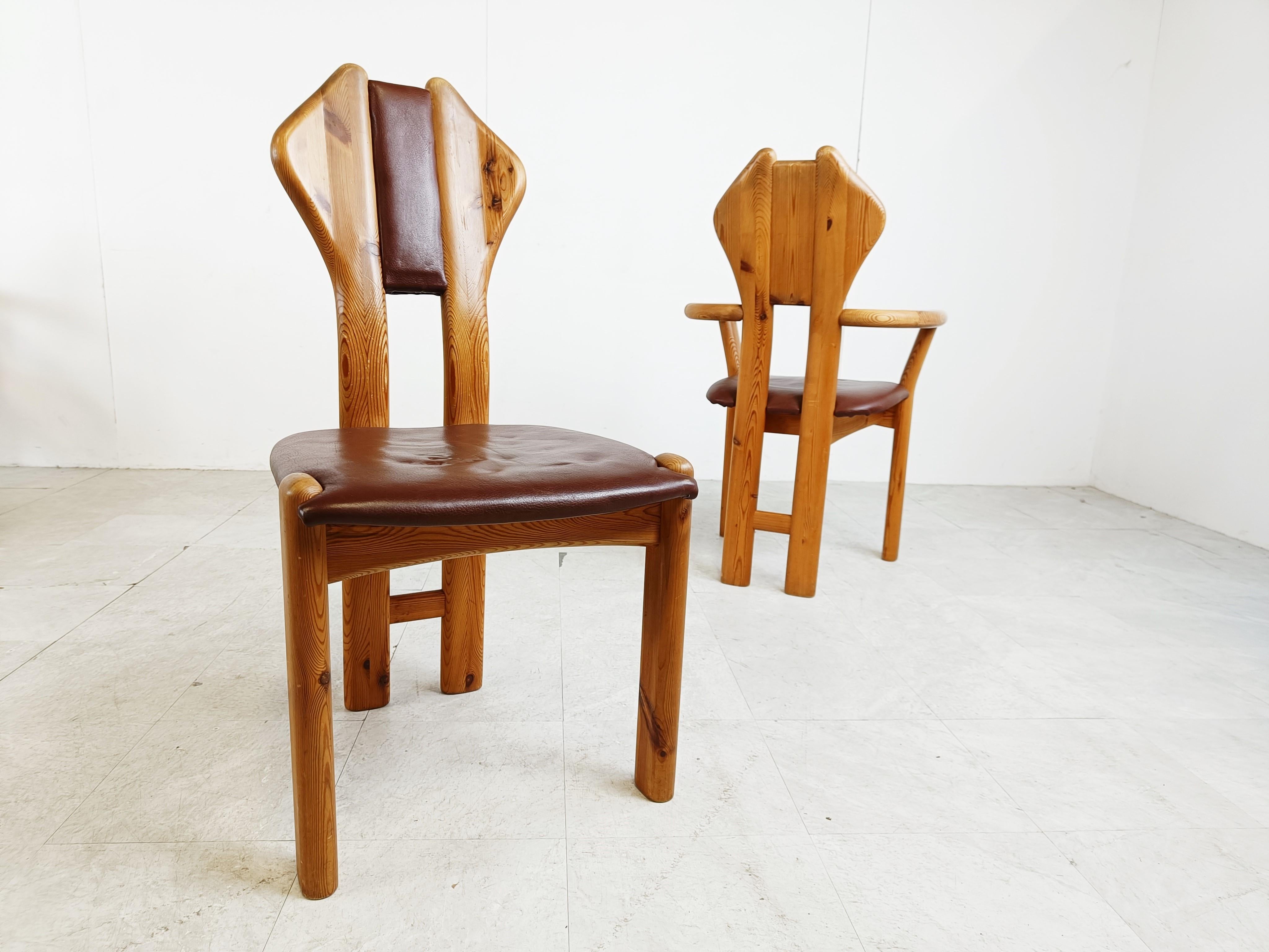 Vintage Pine Wood Dining Chairs, 1970s For Sale 3