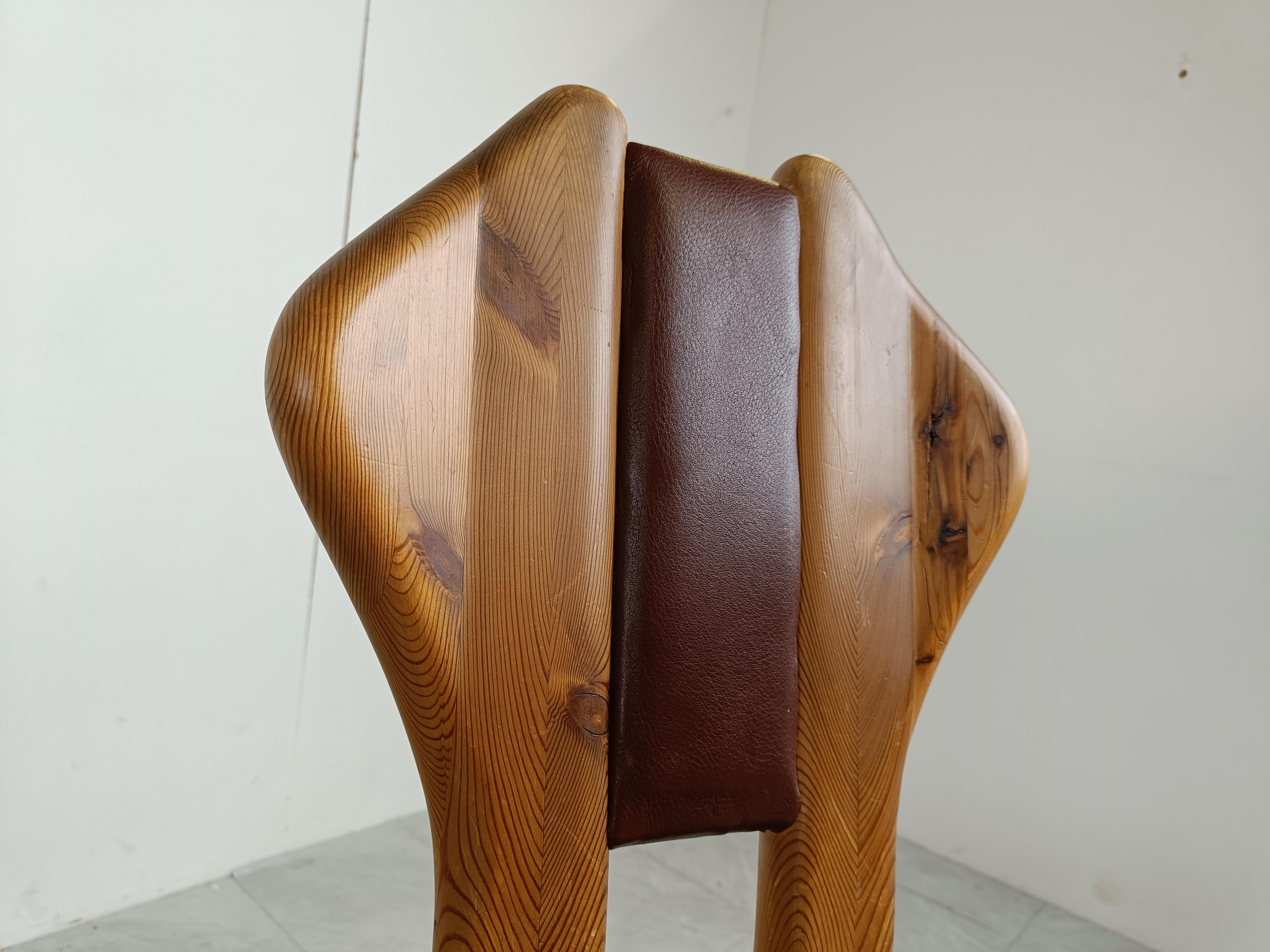 Vintage Pine Wood Dining Chairs, 1970s For Sale 4
