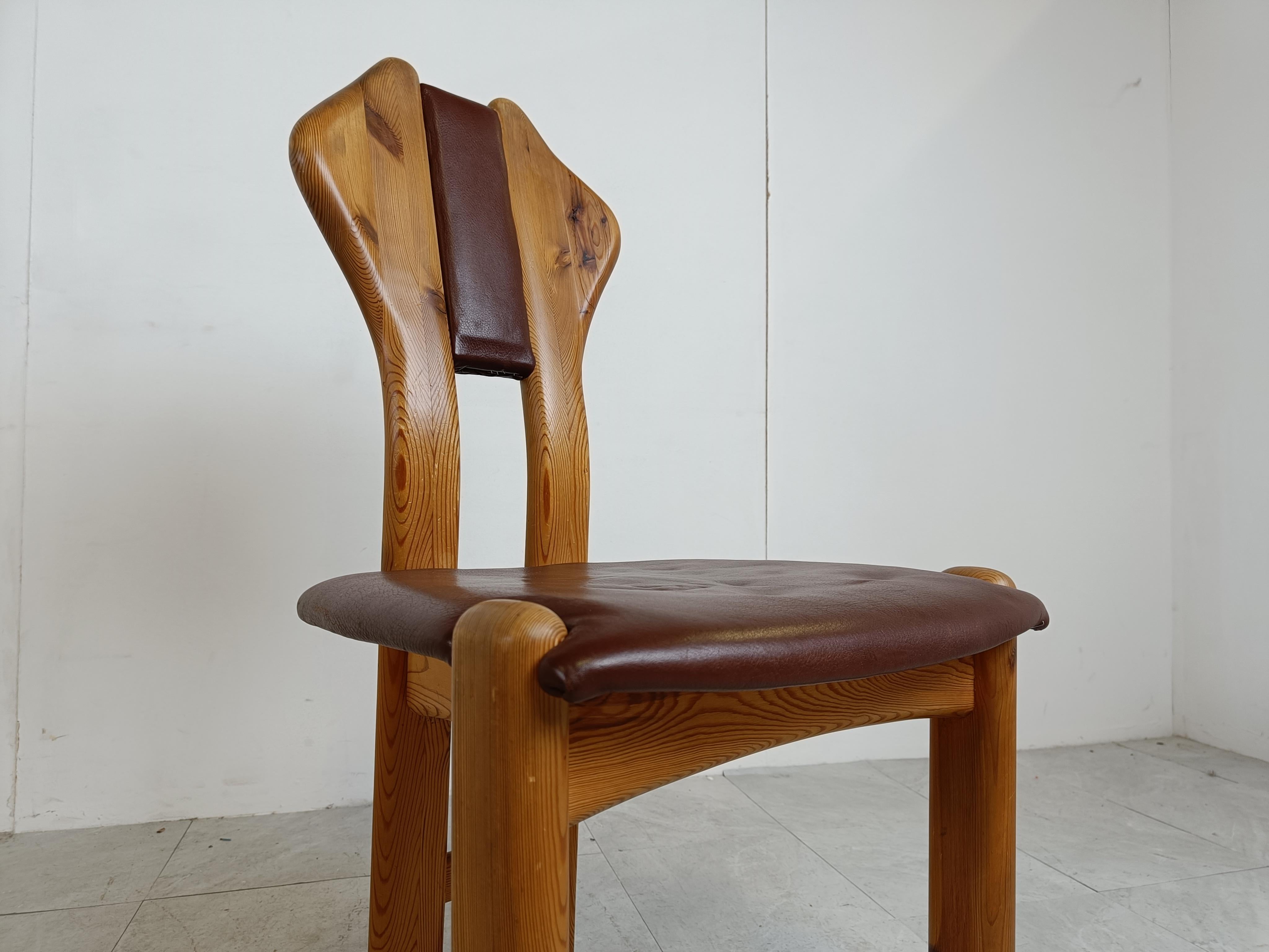 Vintage Pine Wood Dining Chairs, 1970s For Sale 5