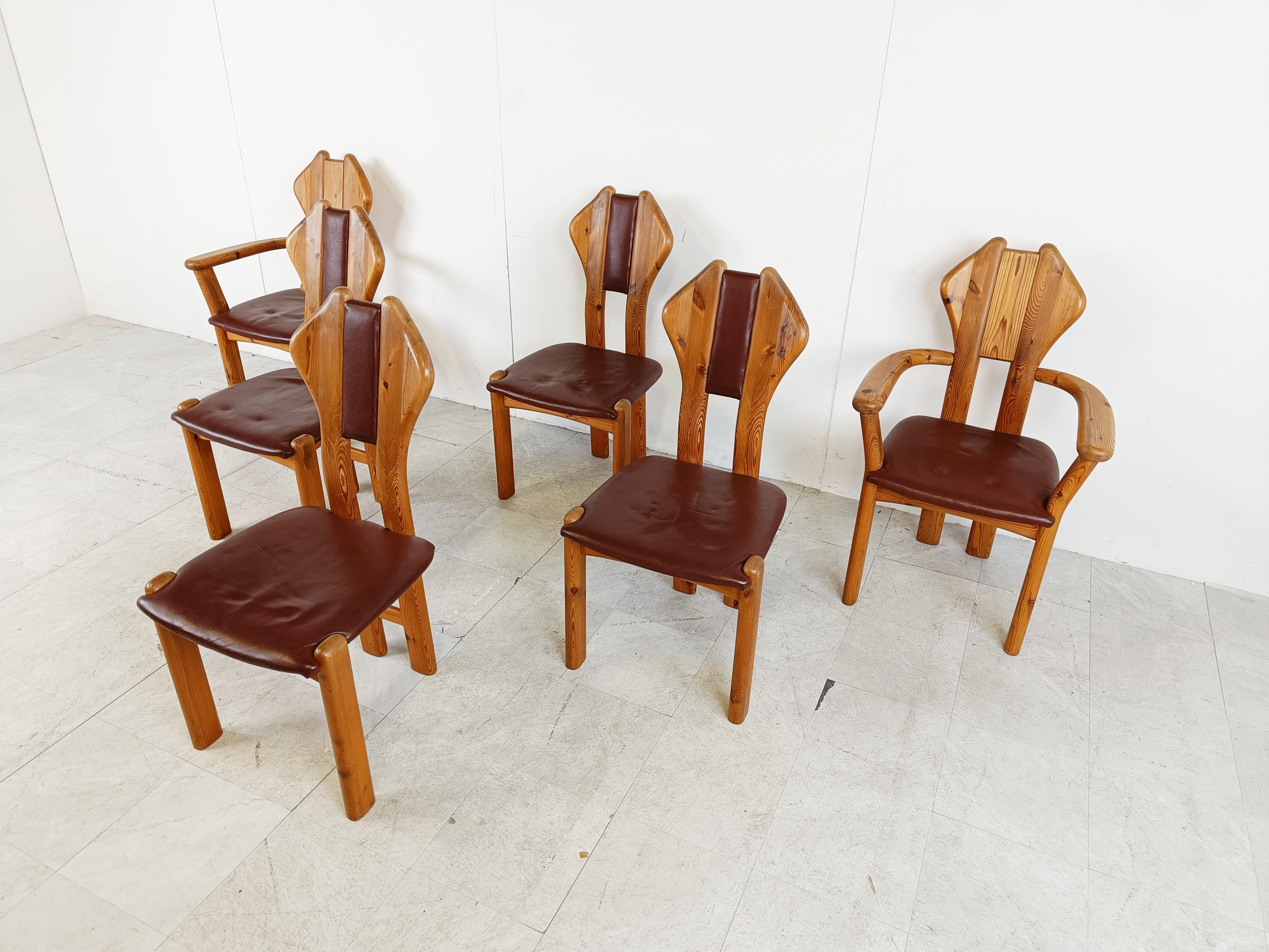 Danish Vintage Pine Wood Dining Chairs, 1970s For Sale