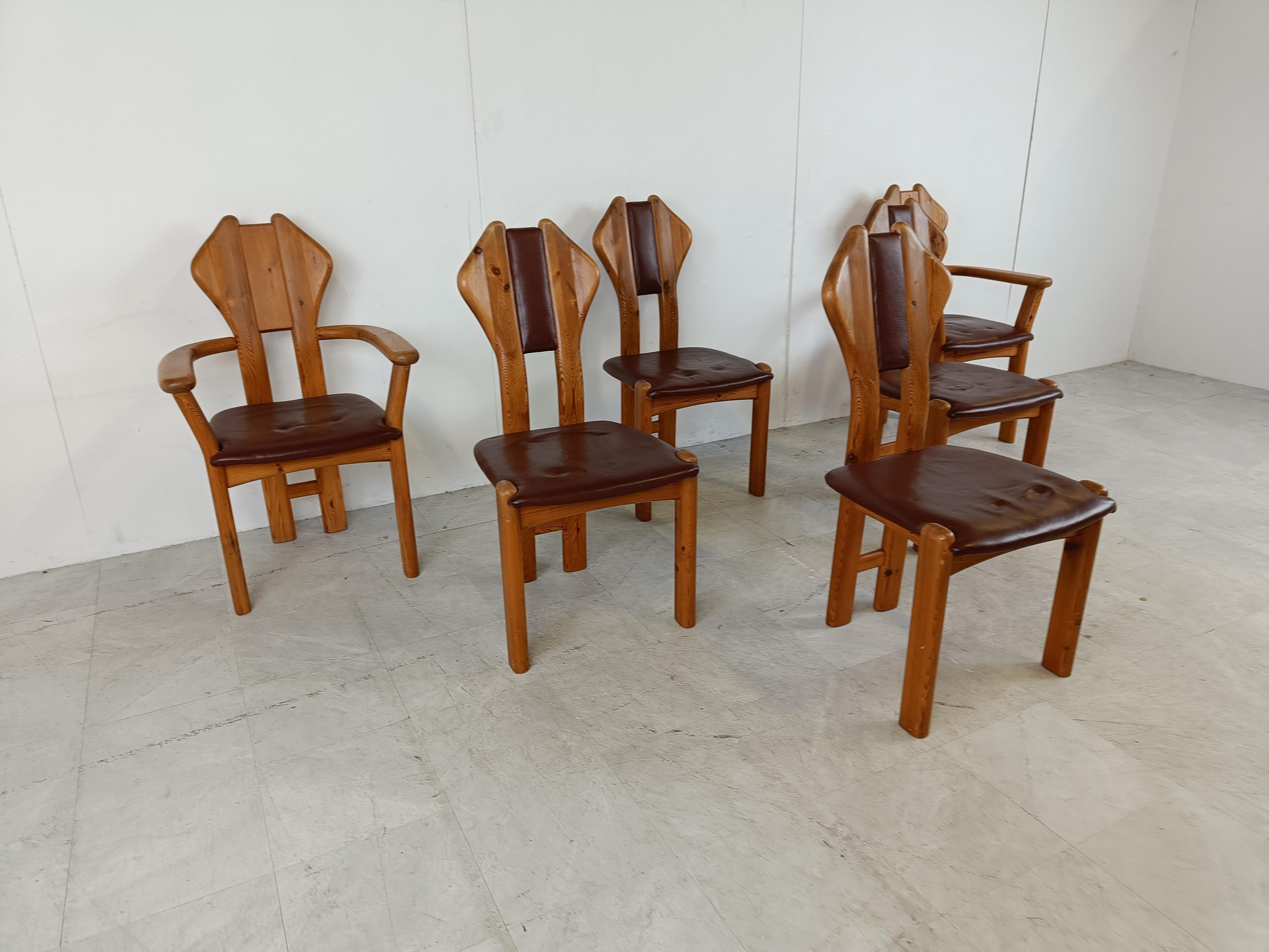 Vintage Pine Wood Dining Chairs, 1970s In Good Condition For Sale In HEVERLEE, BE