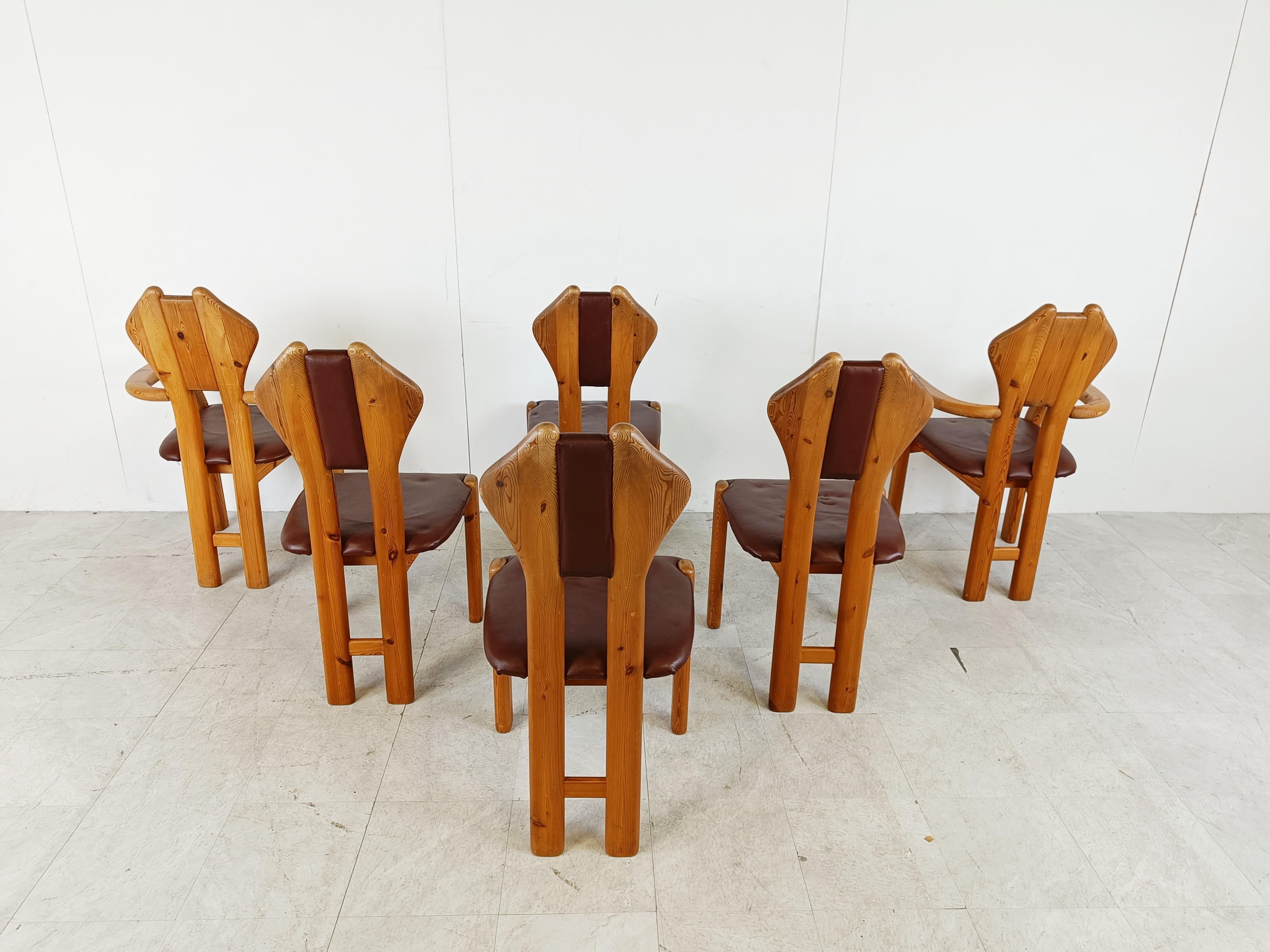 Late 20th Century Vintage Pine Wood Dining Chairs, 1970s For Sale