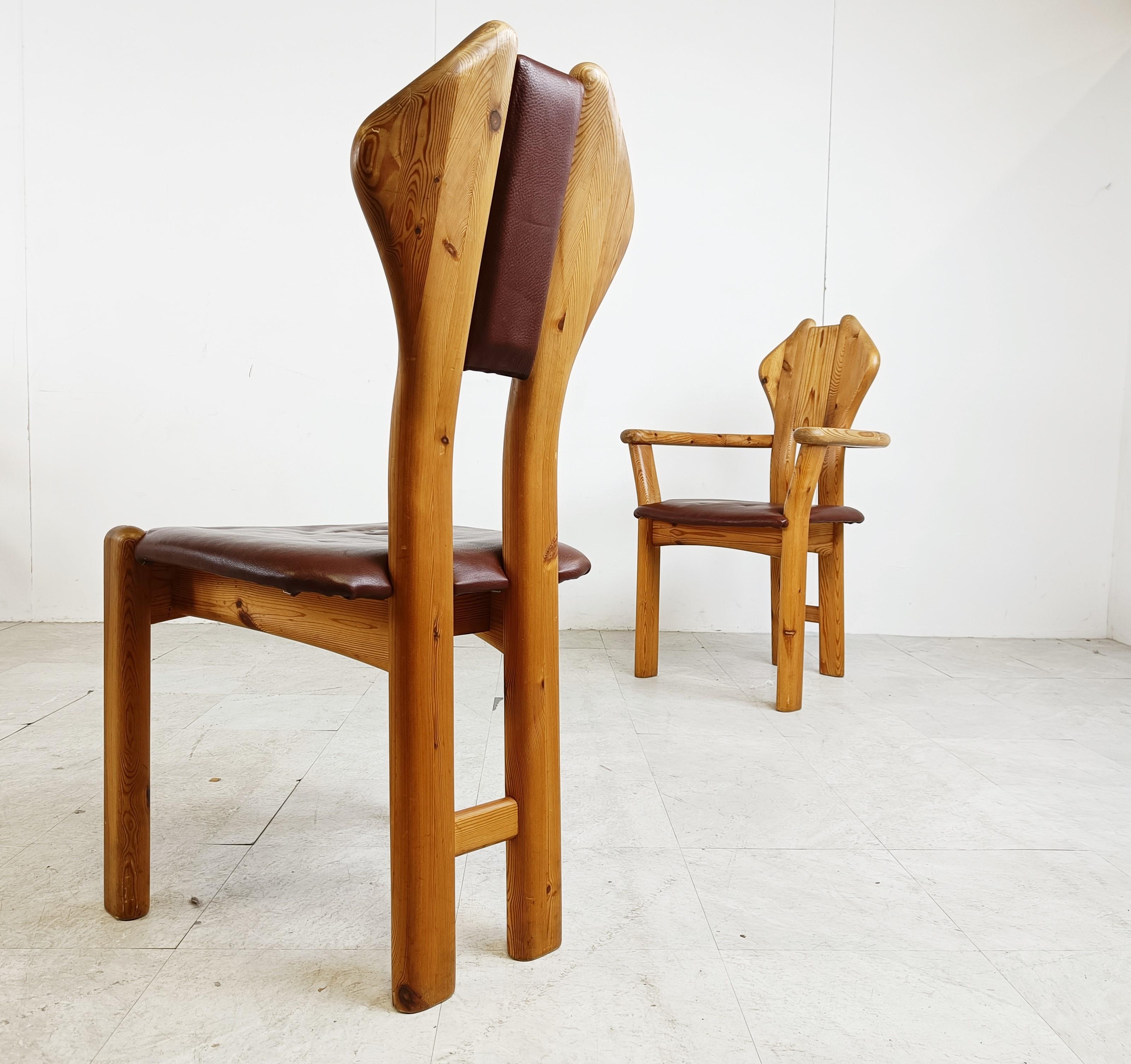 Vintage Pine Wood Dining Chairs, 1970s For Sale 2