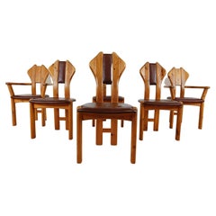 Retro Pine Wood Dining Chairs, 1970s