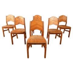Used pine wood dining chairs - 1970s