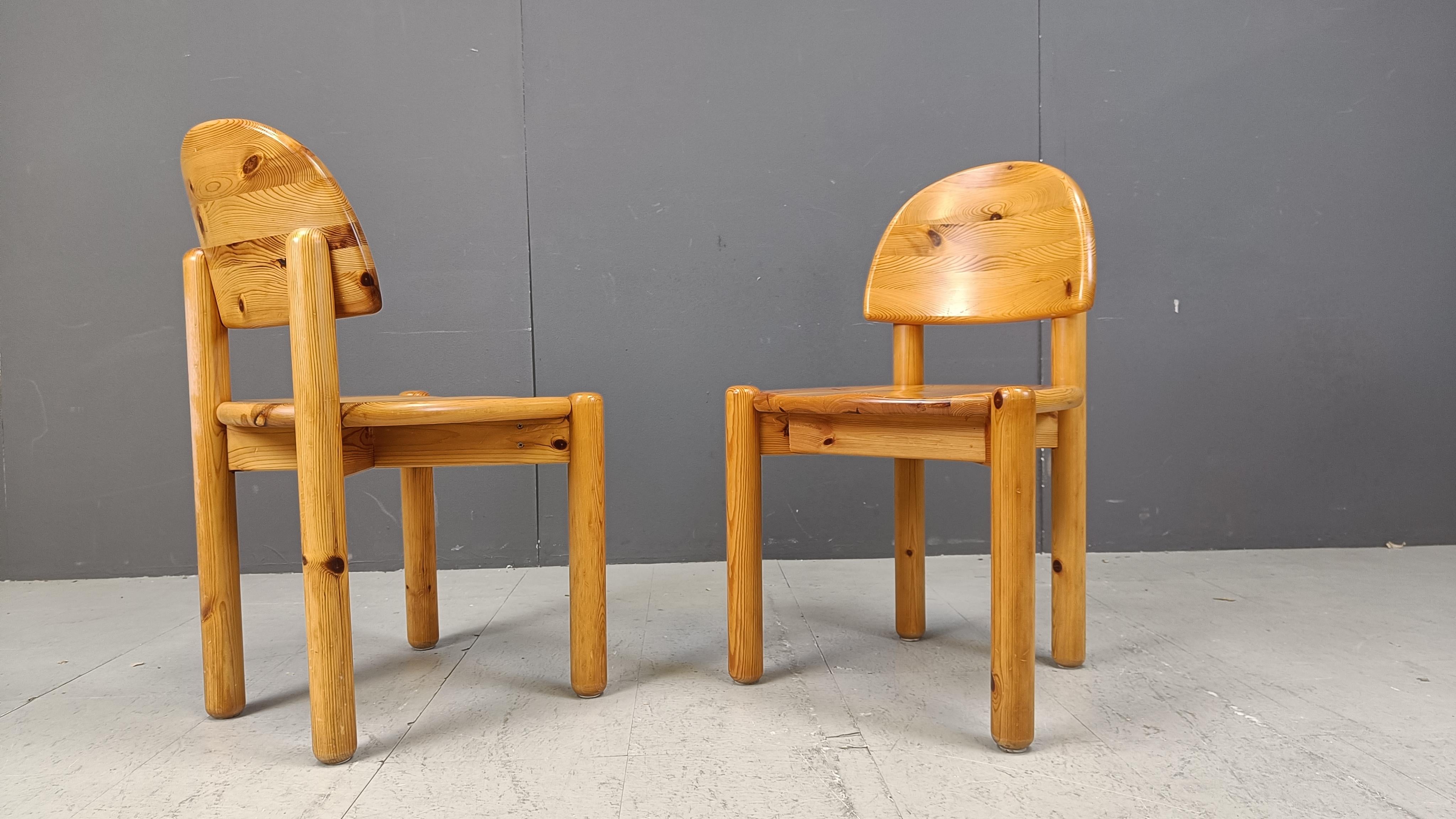 Vintage pine wood dining chairs - 1980s 4