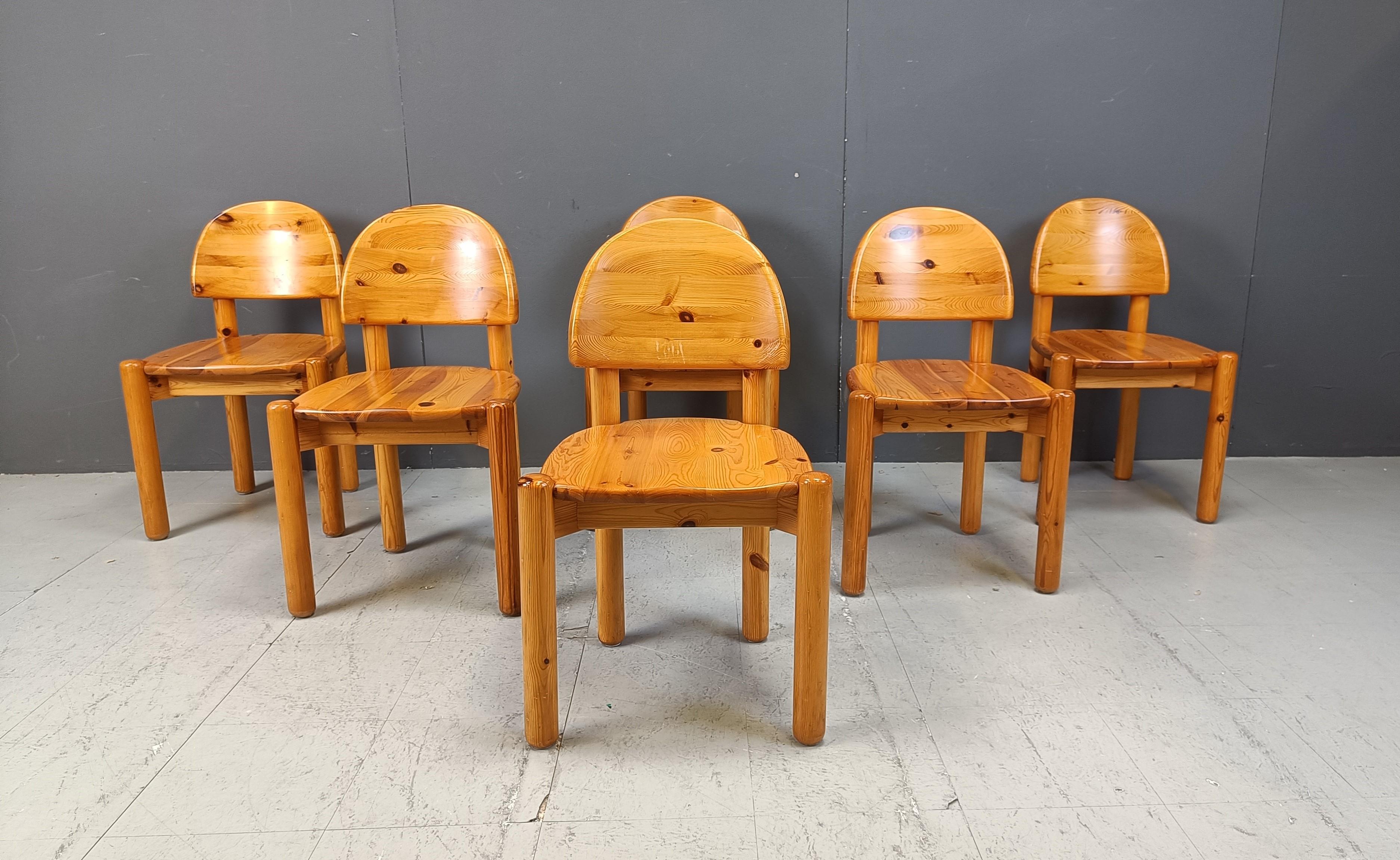 Scandinavian Modern Vintage pine wood dining chairs - 1980s
