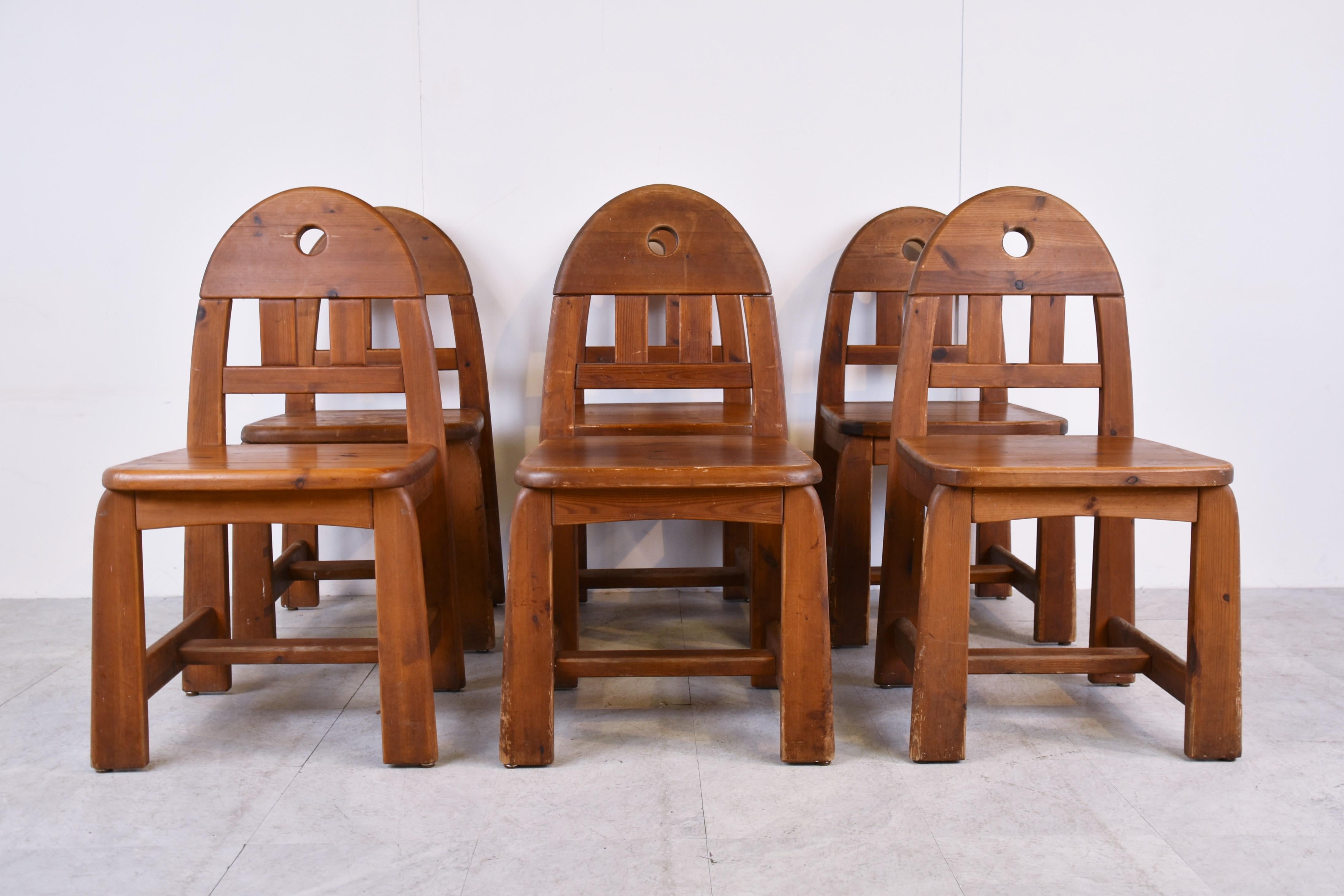 Danish Vintage Pine Wood Dining Chairs, 1980s For Sale