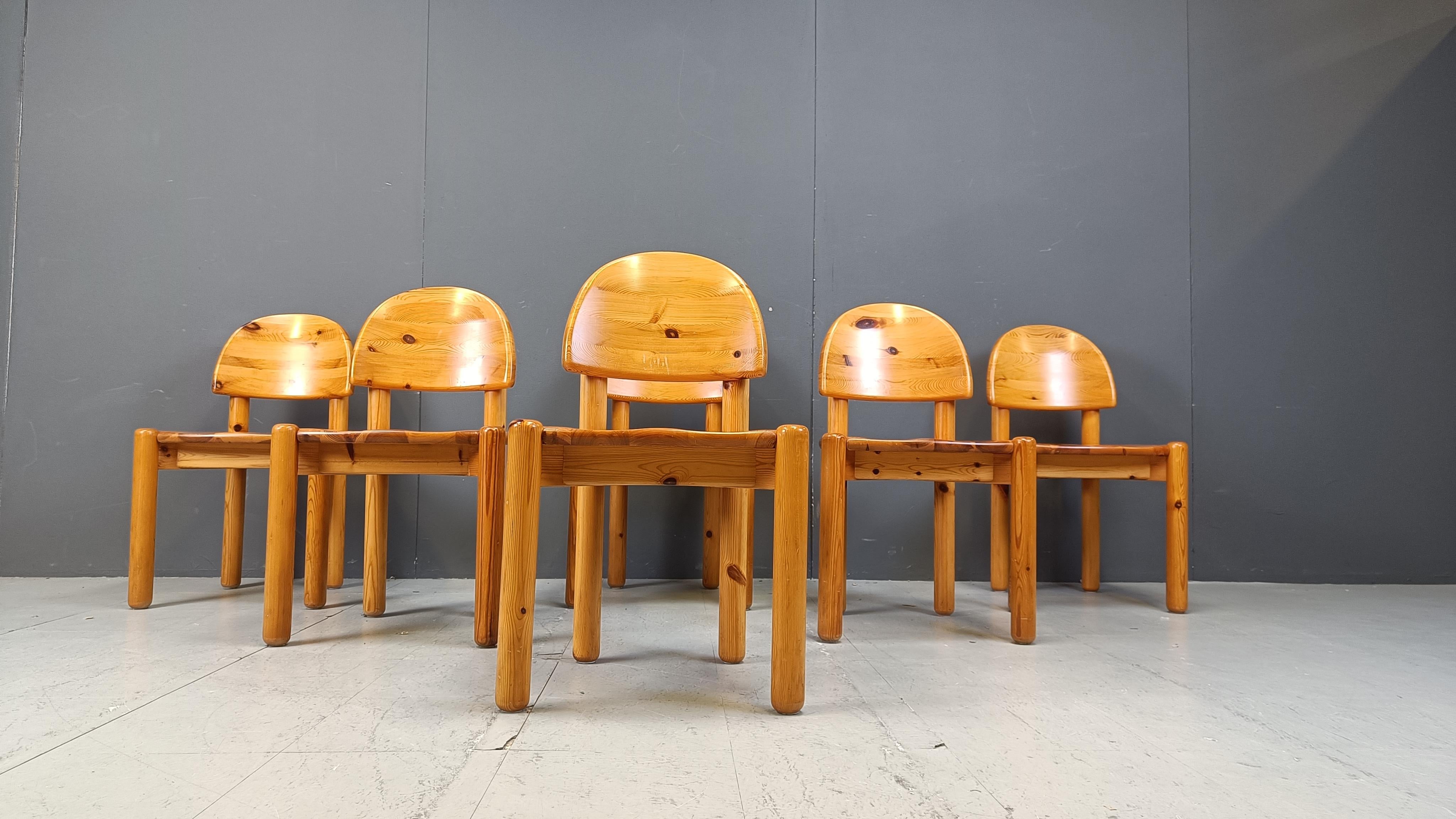 Vintage pine wood dining chairs - 1980s In Good Condition In Leuven, Vlaams Gewest