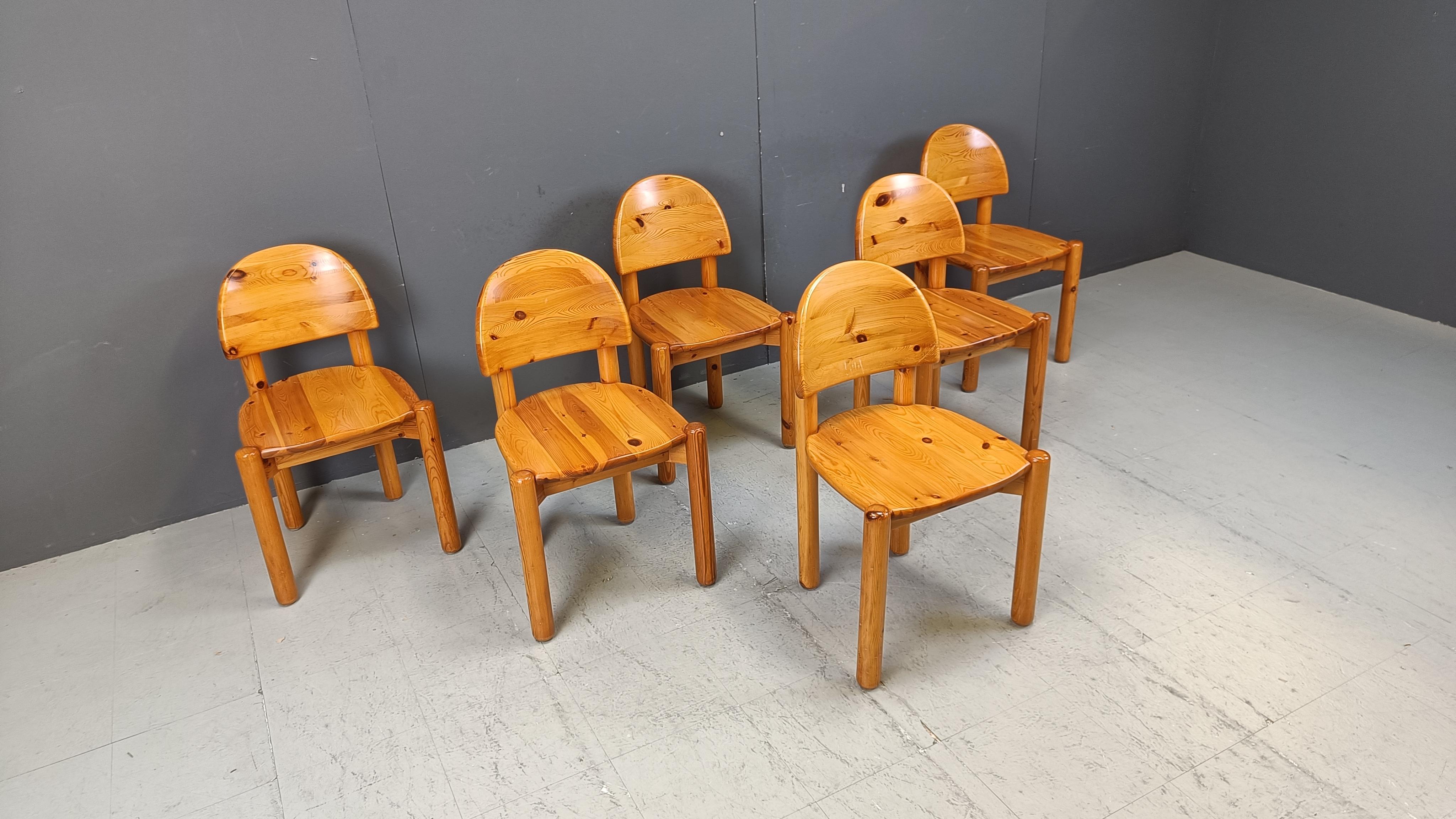 Late 20th Century Vintage pine wood dining chairs - 1980s