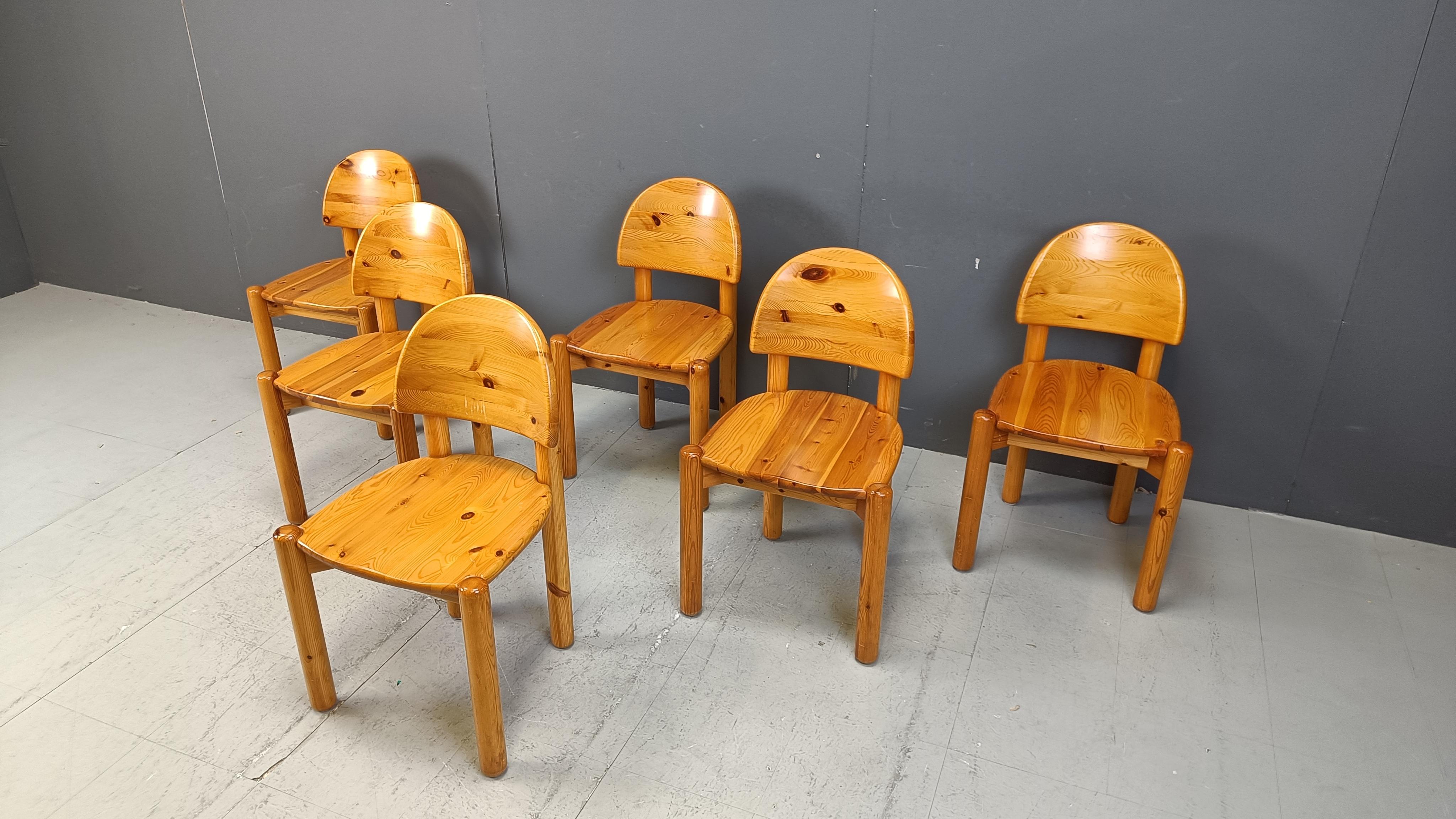Pine Vintage pine wood dining chairs - 1980s