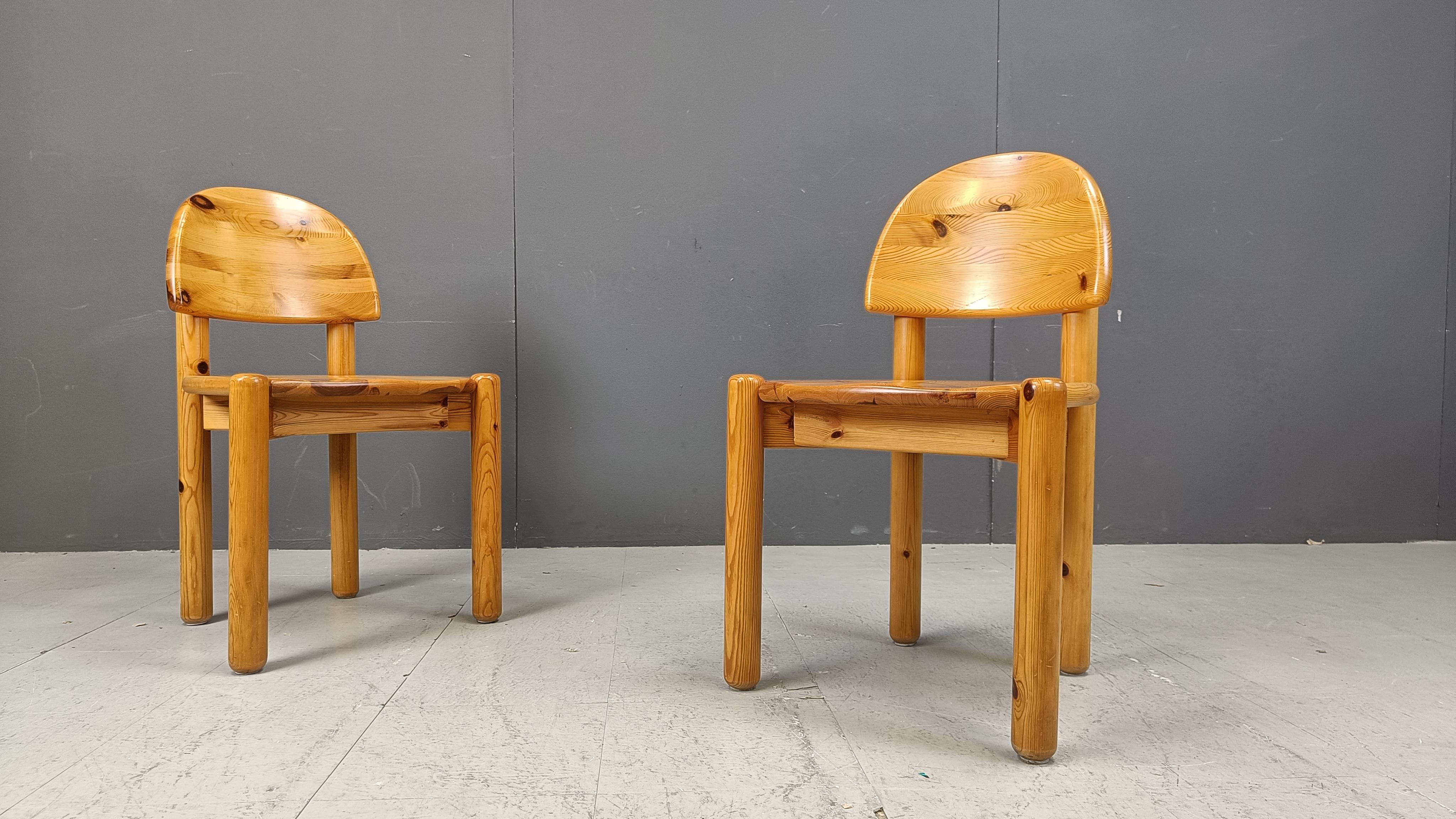 Vintage pine wood dining chairs - 1980s 1