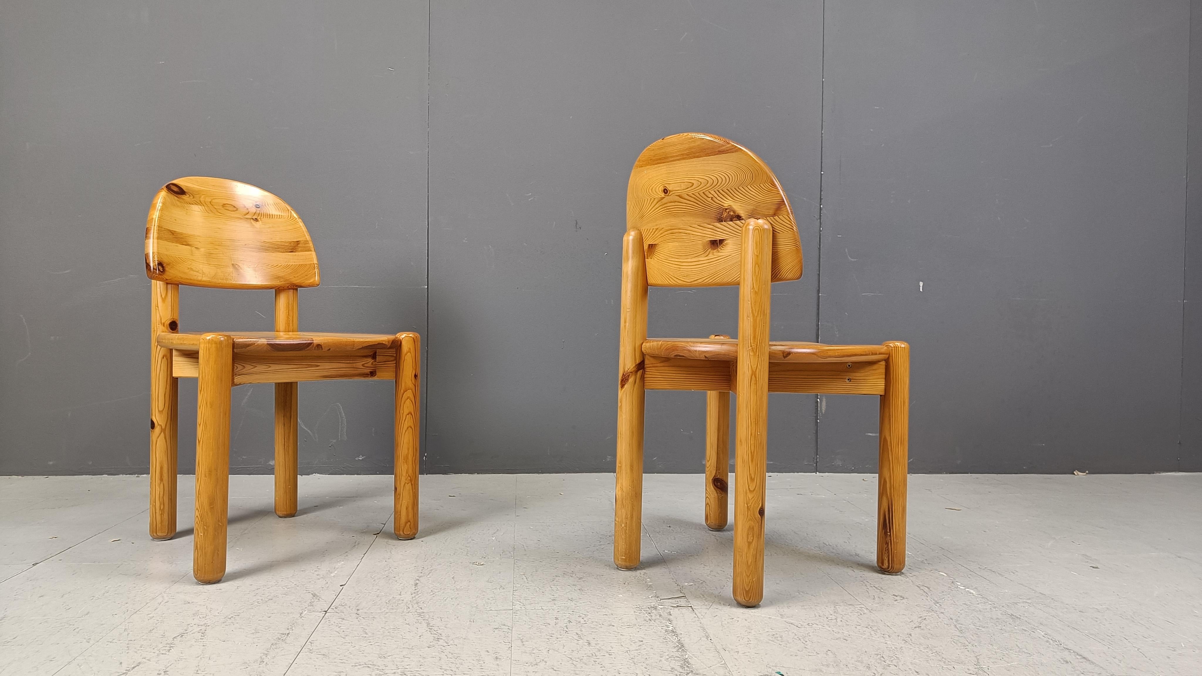 Vintage pine wood dining chairs - 1980s 2
