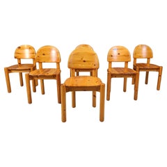 Vintage pine wood dining chairs - 1980s