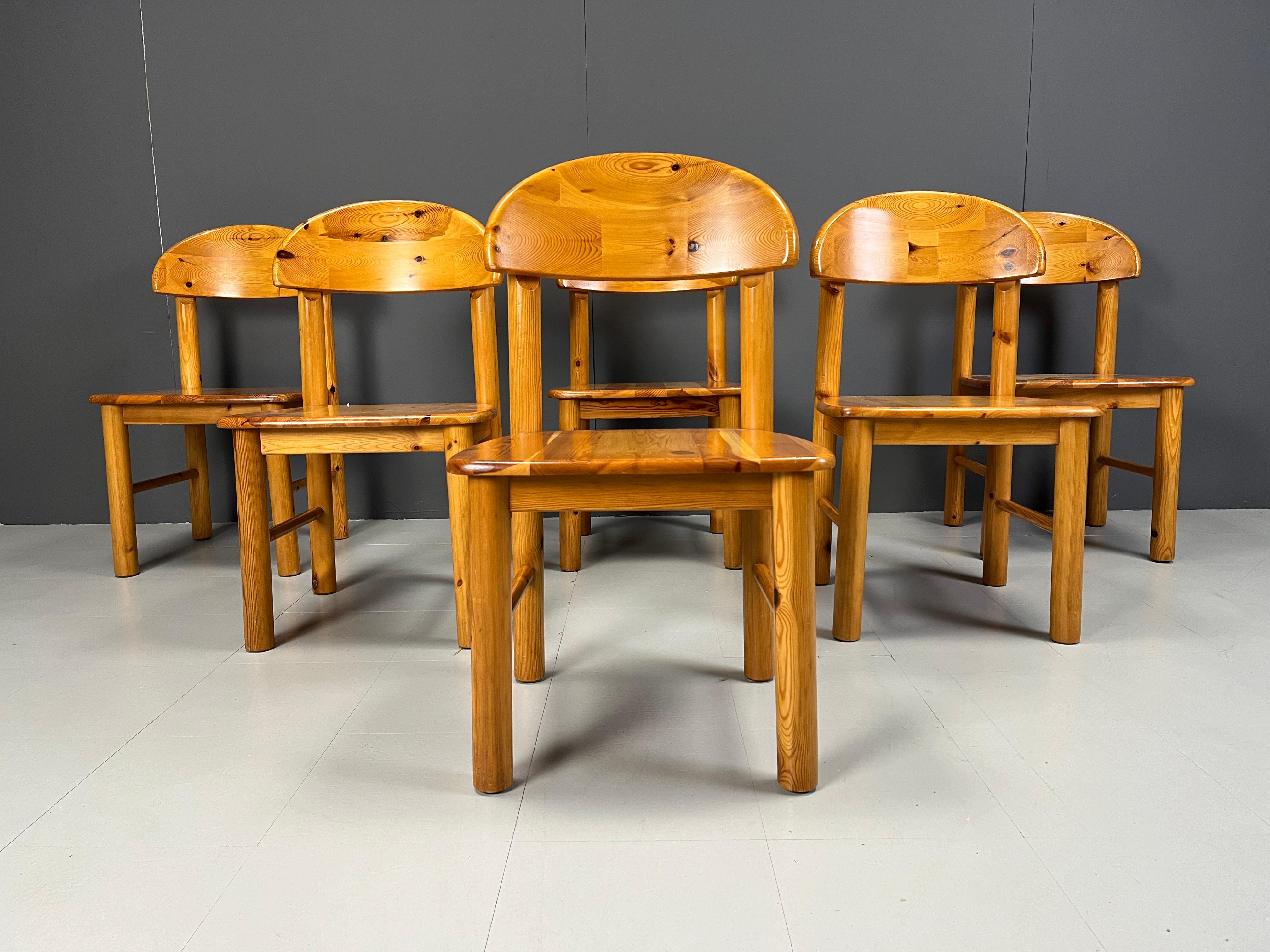 Scandinavian Modern Vintage pine wood dining chairs - 1980s - set of 6