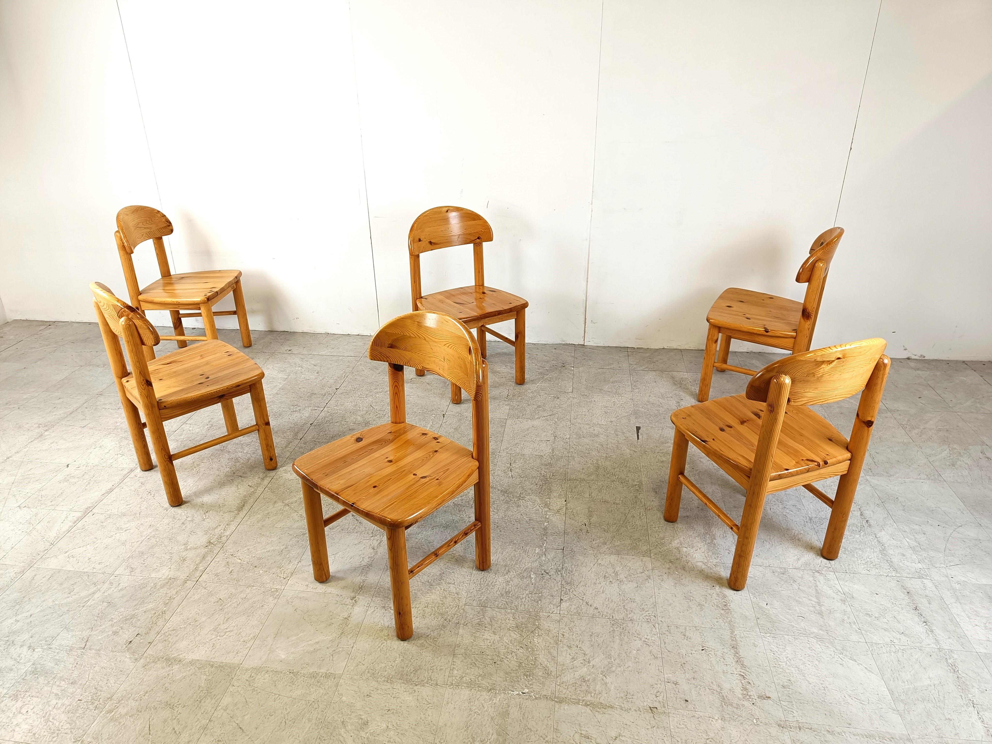 Danish Vintage pine wood dining chairs, 1980s - set of 6 