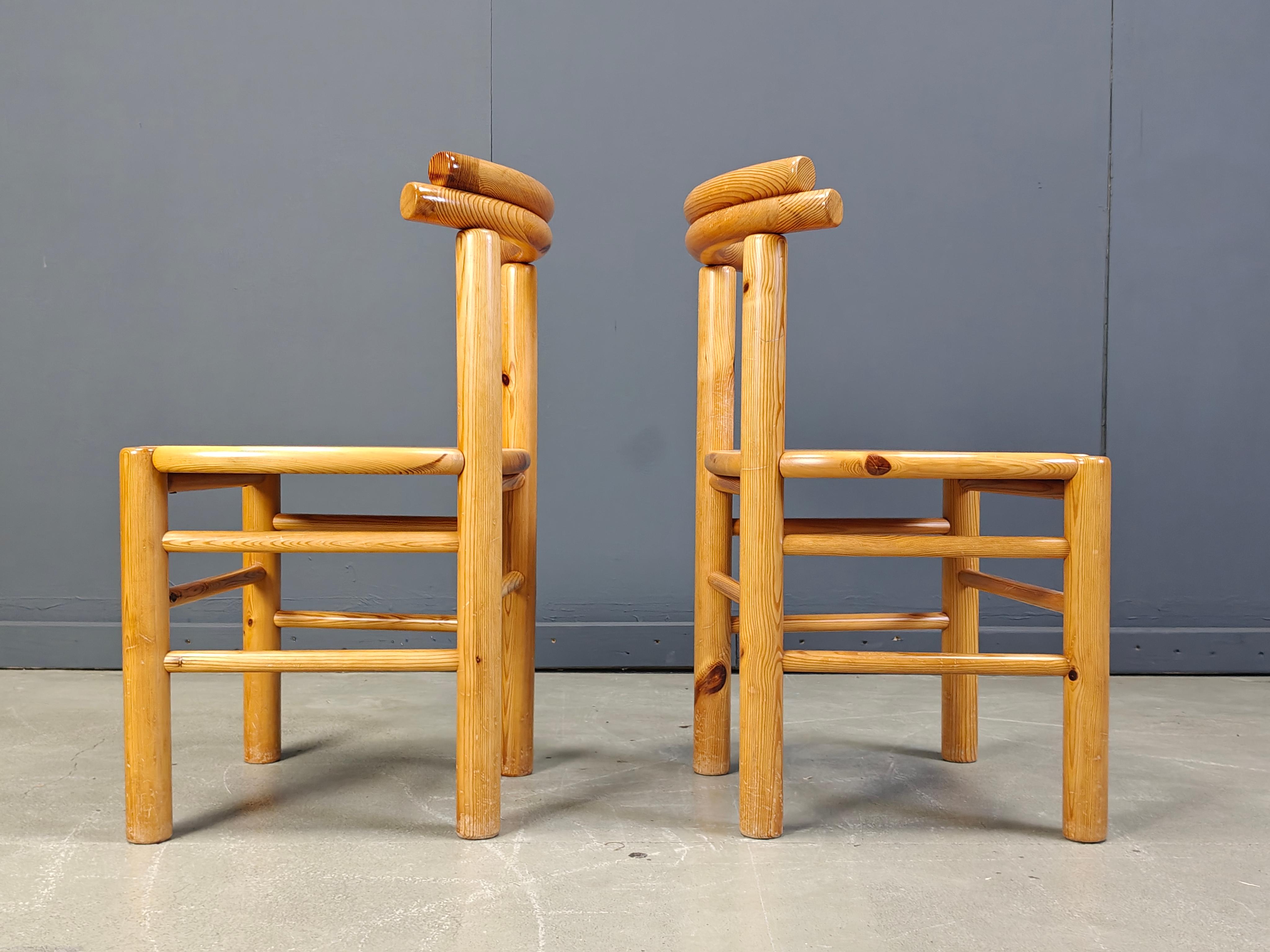 Danois Chaises de salle à manger vintage en bois de pin - années 1980 - lot de 6 en vente