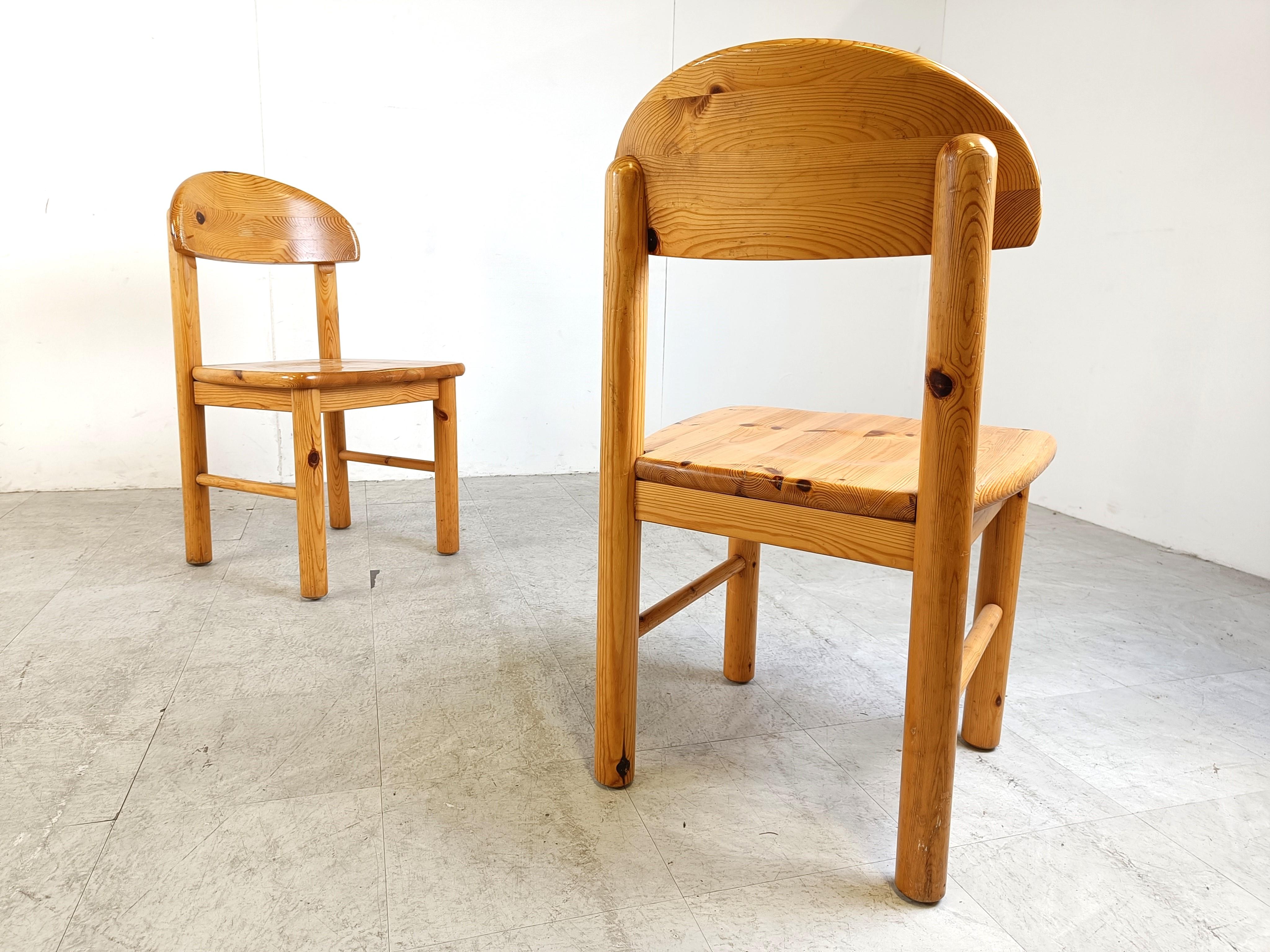 Vintage pine wood dining chairs, 1980s - set of 6  In Good Condition In HEVERLEE, BE