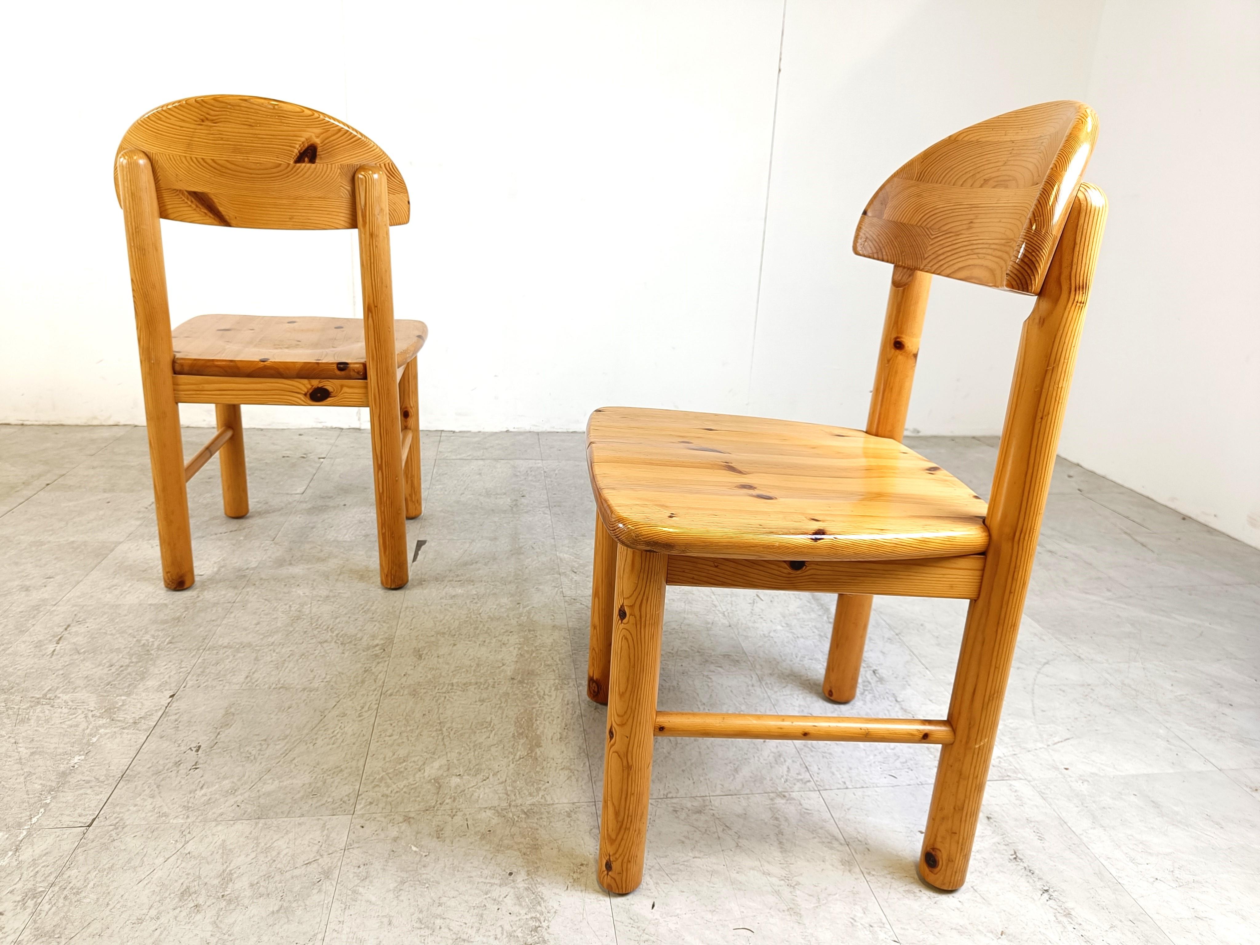 Late 20th Century Vintage pine wood dining chairs, 1980s - set of 6 