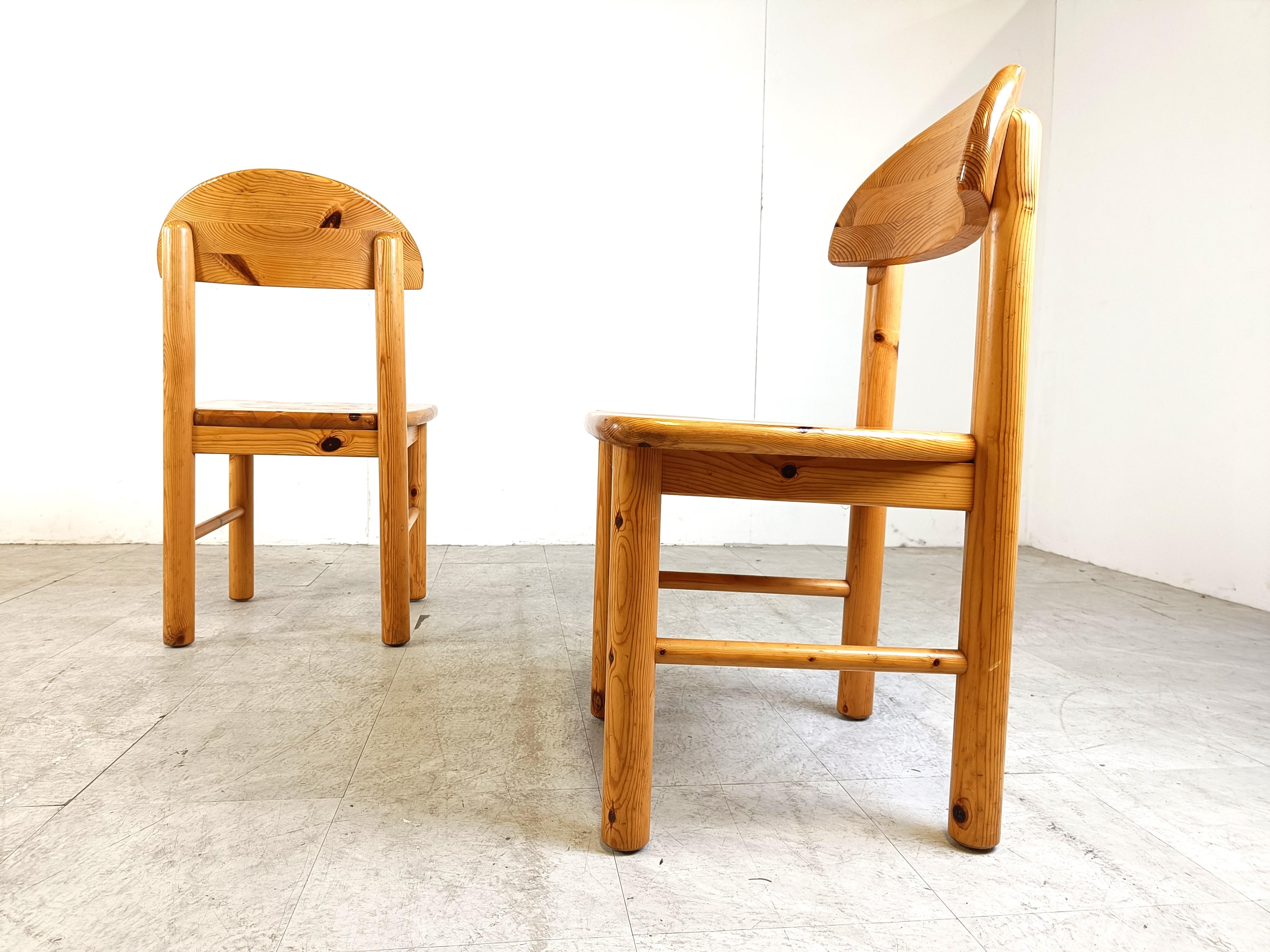 Pine Vintage pine wood dining chairs, 1980s - set of 6 