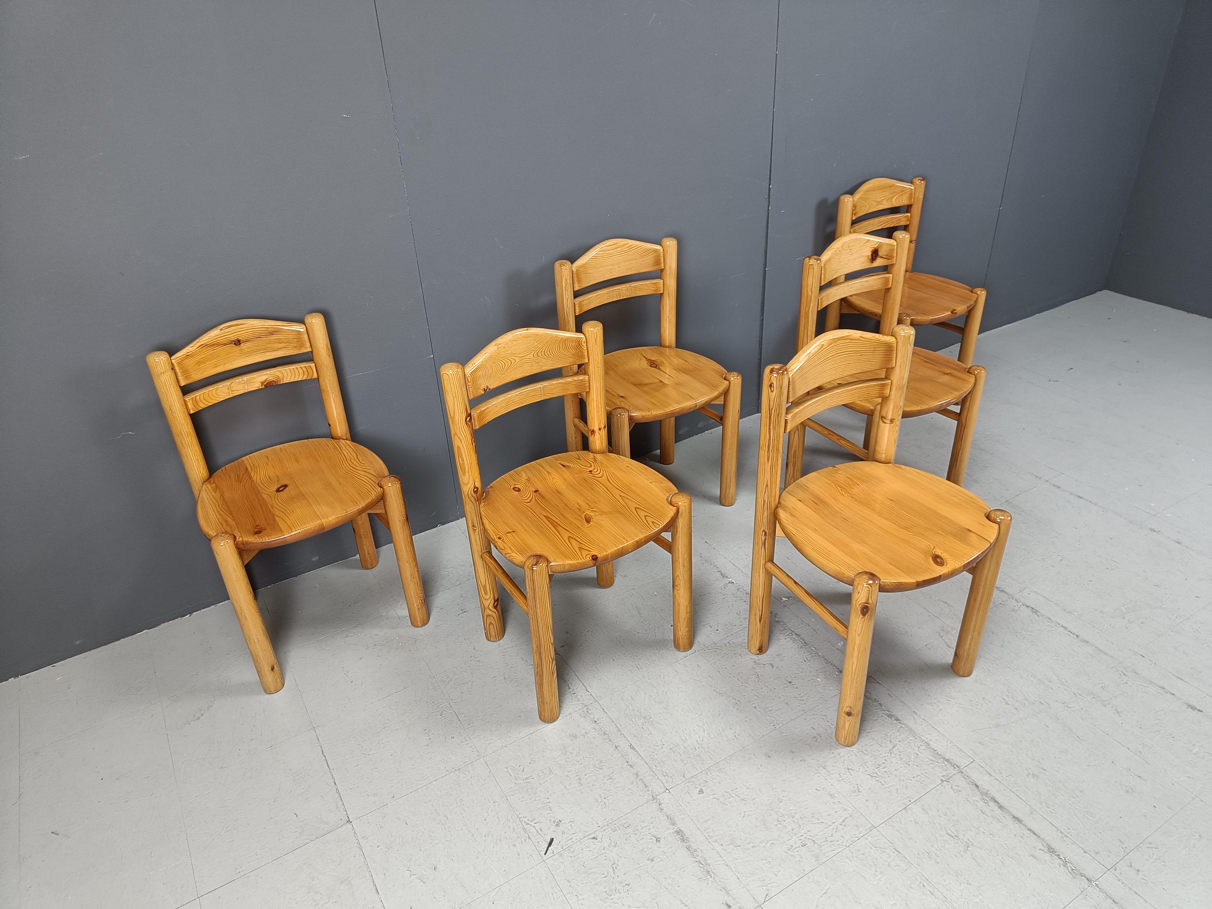 Pine Vintage pine wood dining chairs by Rainer Daumiller - 1980s For Sale