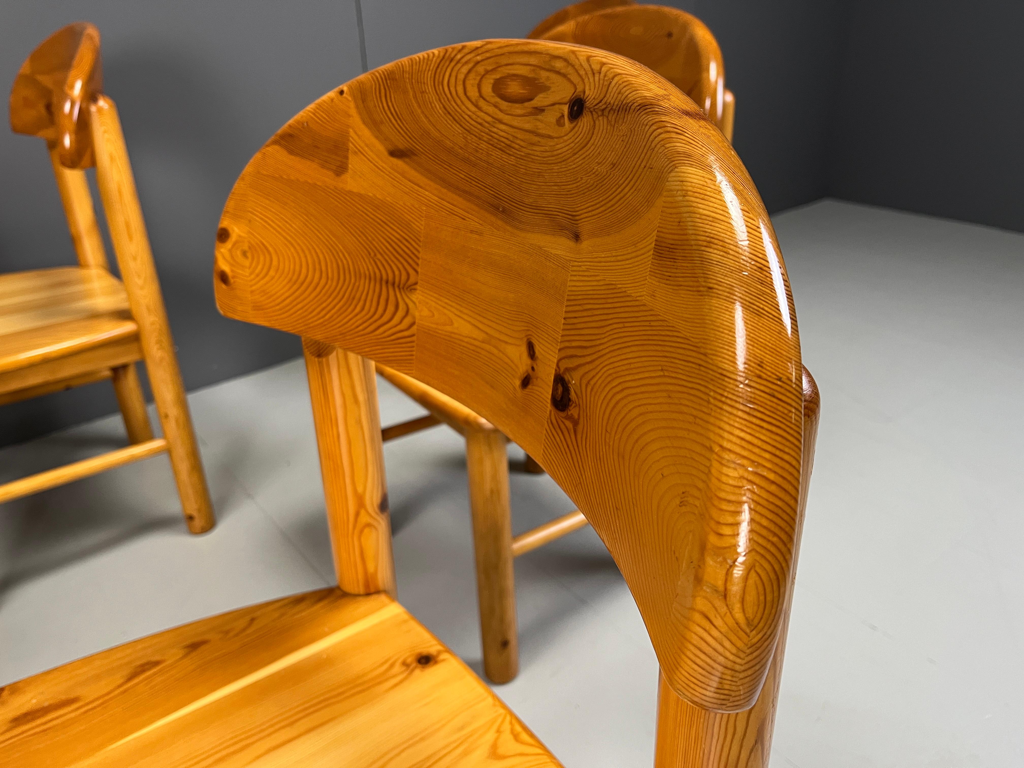 Vintage pine wood dining chairs - 1980s - set of 6 2