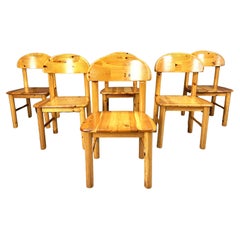 Vintage pine wood dining chairs - 1980s - set of 6