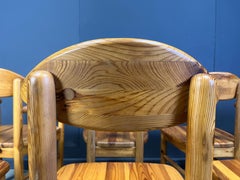 Vintage pine wood dining chairs - 1980s - set of 8
