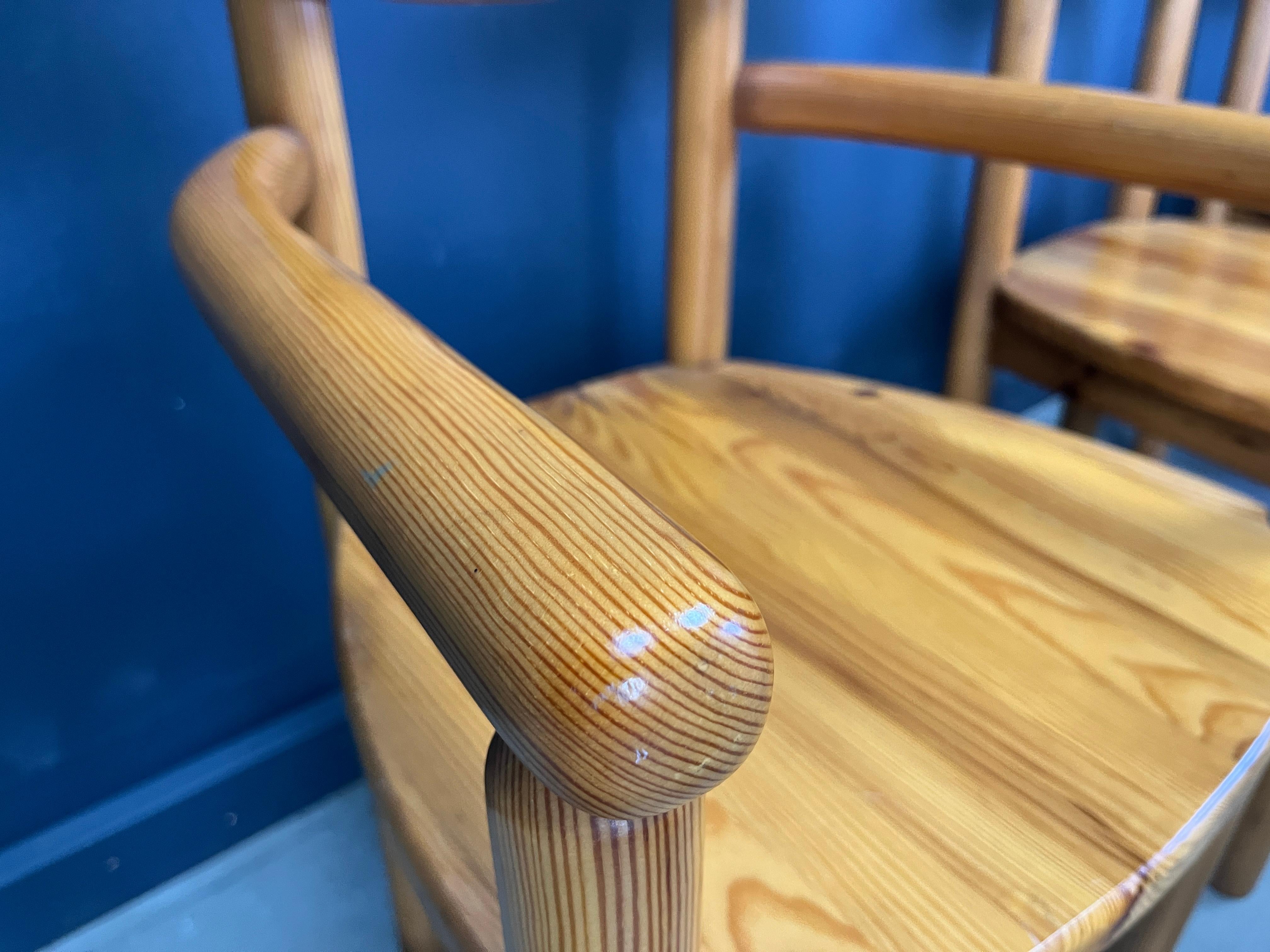 Danish Vintage pine wood dining chairs - 1980s - set of 8 For Sale