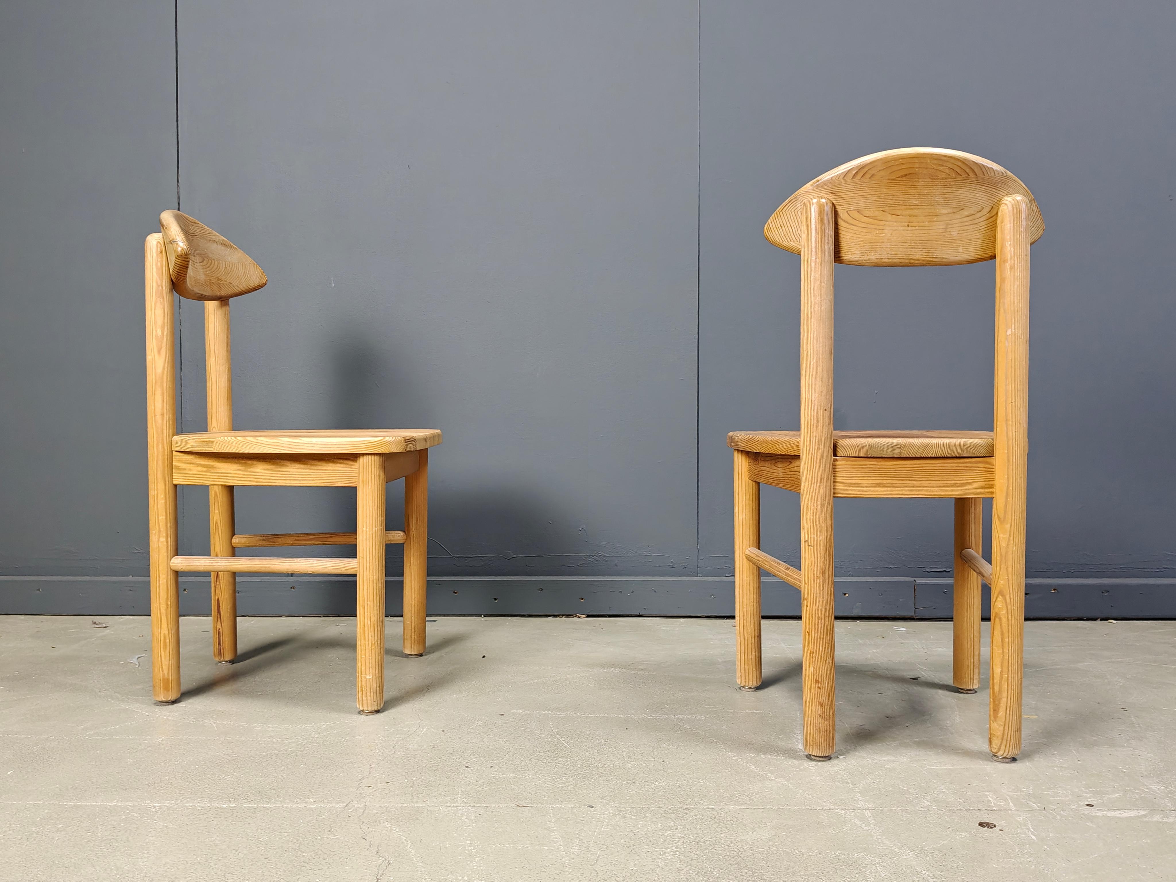 Vintage Kiefer Holz Esszimmerstühle, Satz von 7 - 1980s (Dänisch) im Angebot