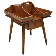 Vintage Pine Wood Primitive French Country Cobblers Work Stand Side Table