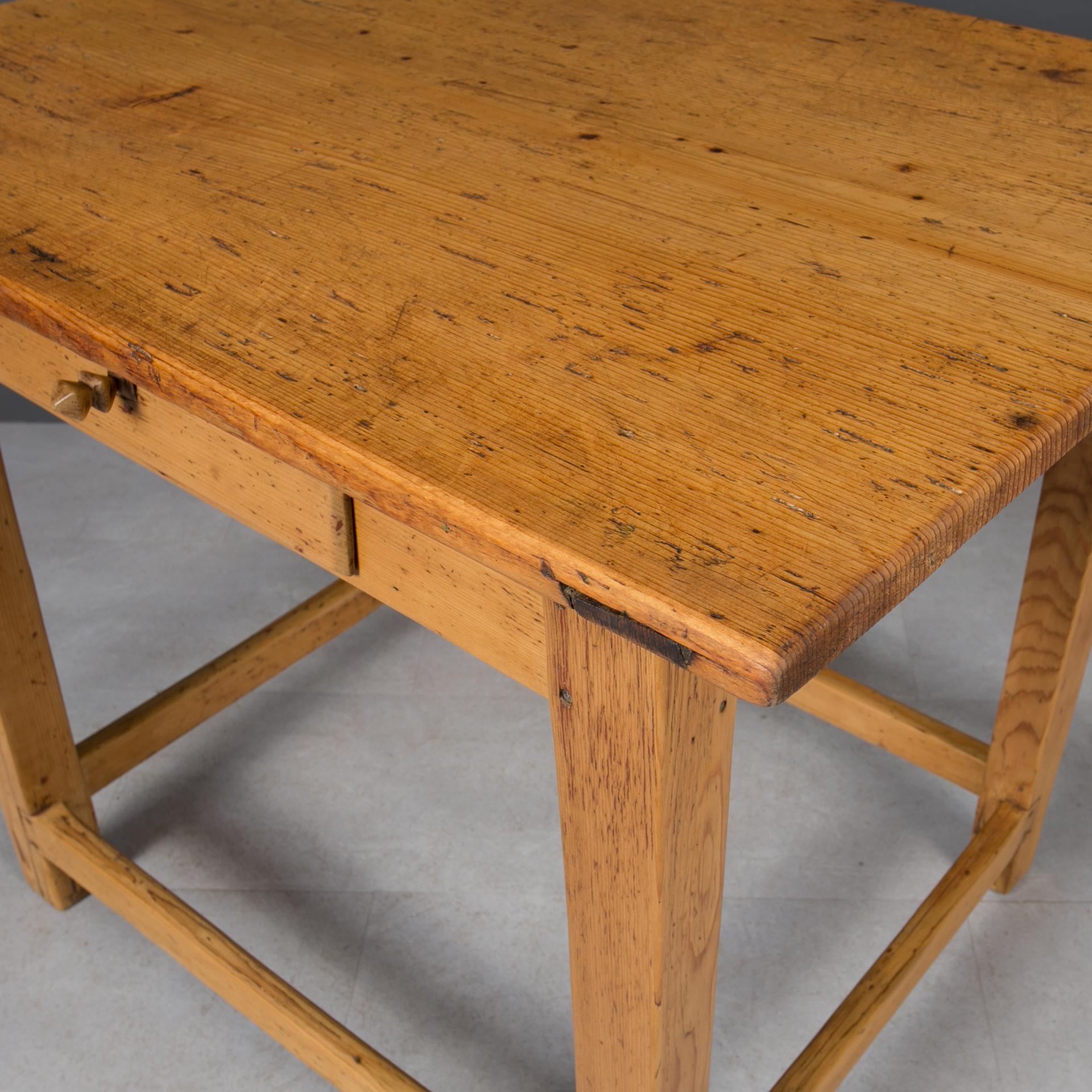 Vintage Pine Wood Table, Rustic Style, Prep or Dining Table, Kitchen Island For Sale 8