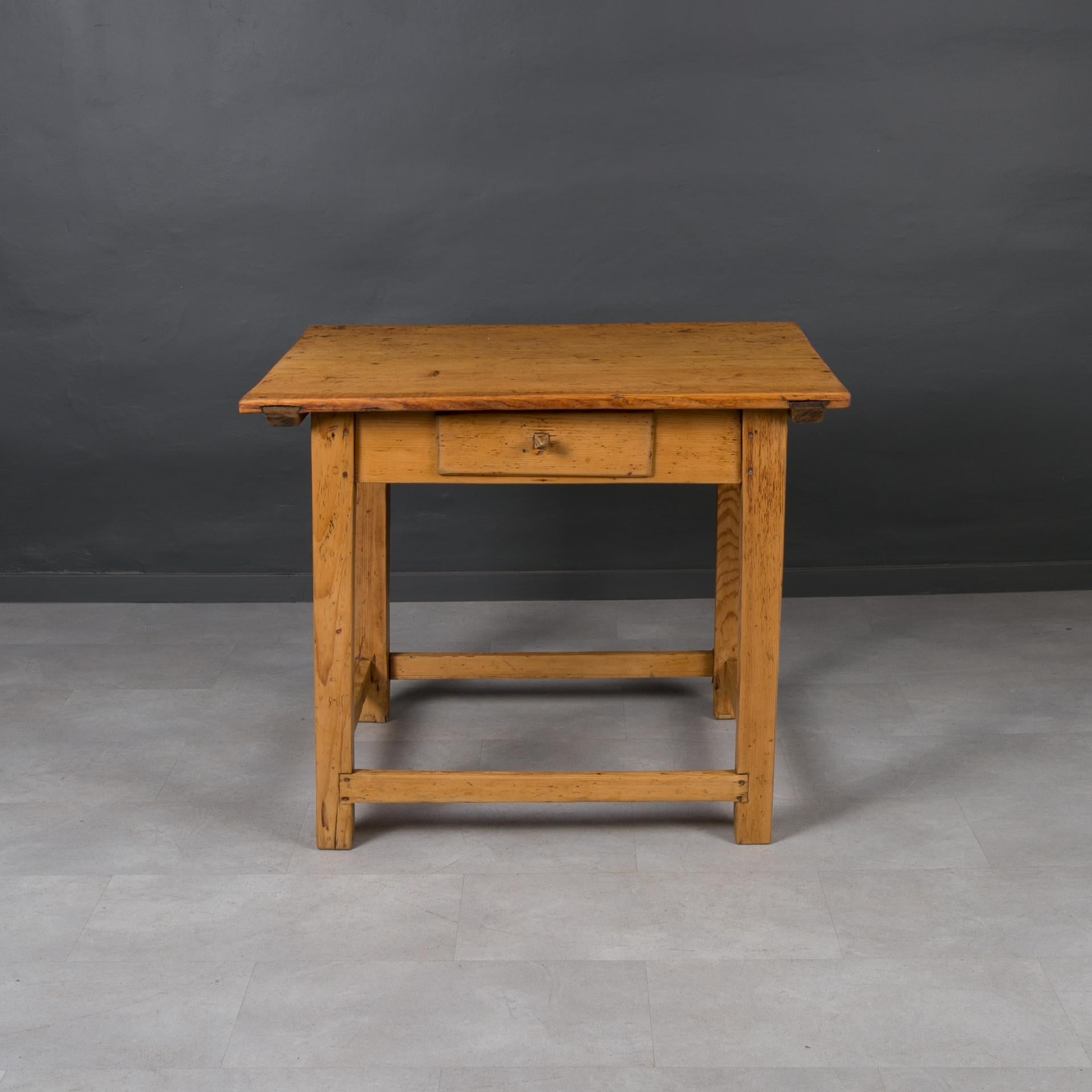 Hungarian Vintage Pine Wood Table, Rustic Style, Prep or Dining Table, Kitchen Island For Sale