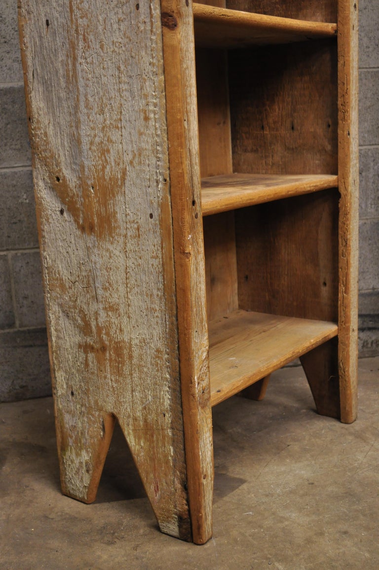 Vintage Pine Wooden Distress Painted Tall Narrow Kitchen Cupboard Bookcase at 1stDibs tall